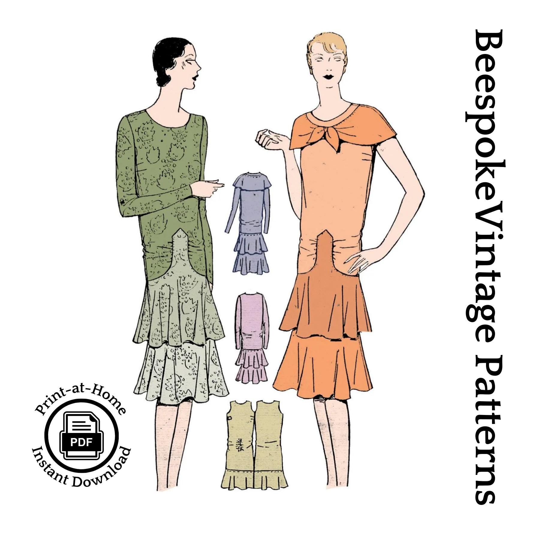 1920s Ladies Tiered Dress - INSTANT DOWNLOAD - Reproduction 1929 Sewing Pattern #Z4949 - 32 Inch Bust [PDF - PRINT AT HOME]