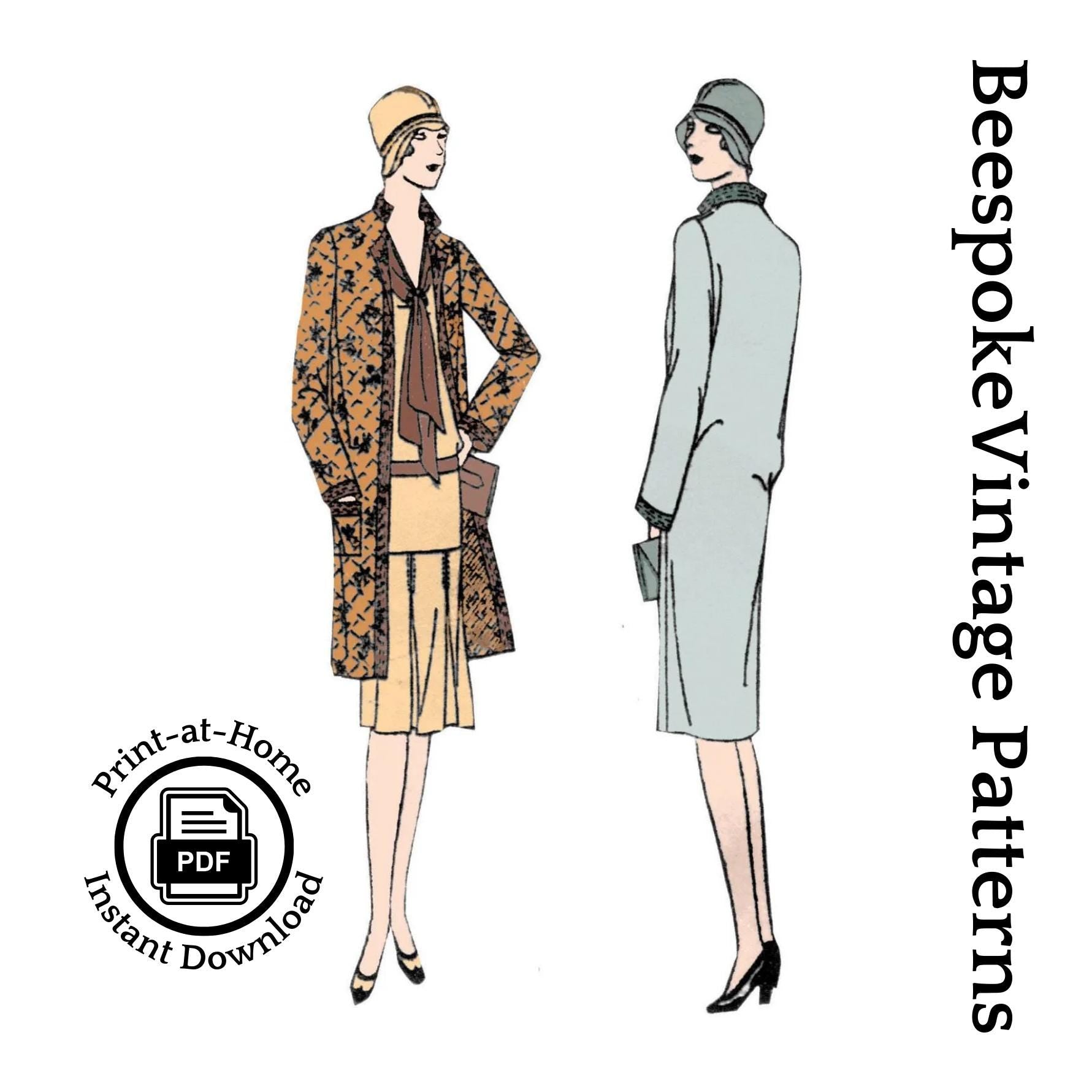 1920s Ladies Straight Coat With Optional Quilting - INSTANT DOWNLOAD - Reproduction 1929 Pattern #Z2545 - 36 Inch Bust [PDF - PRINT AT HOME]