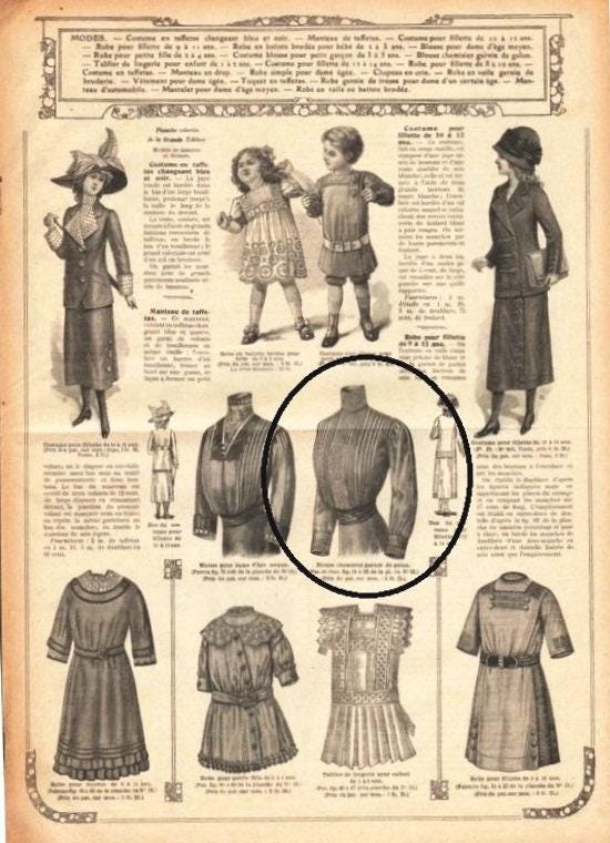 1912 Ladies Blouse With Soutache Detailing - INSTANT DOWNLOAD - Pattern #E0335 - 34 Inch Bust [PDF - PRINT AT HOME]