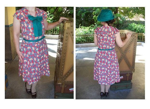 1930s Sleeveless Day Dress - Bust 34” #T0423 [PDF - PRINT AT HOME]