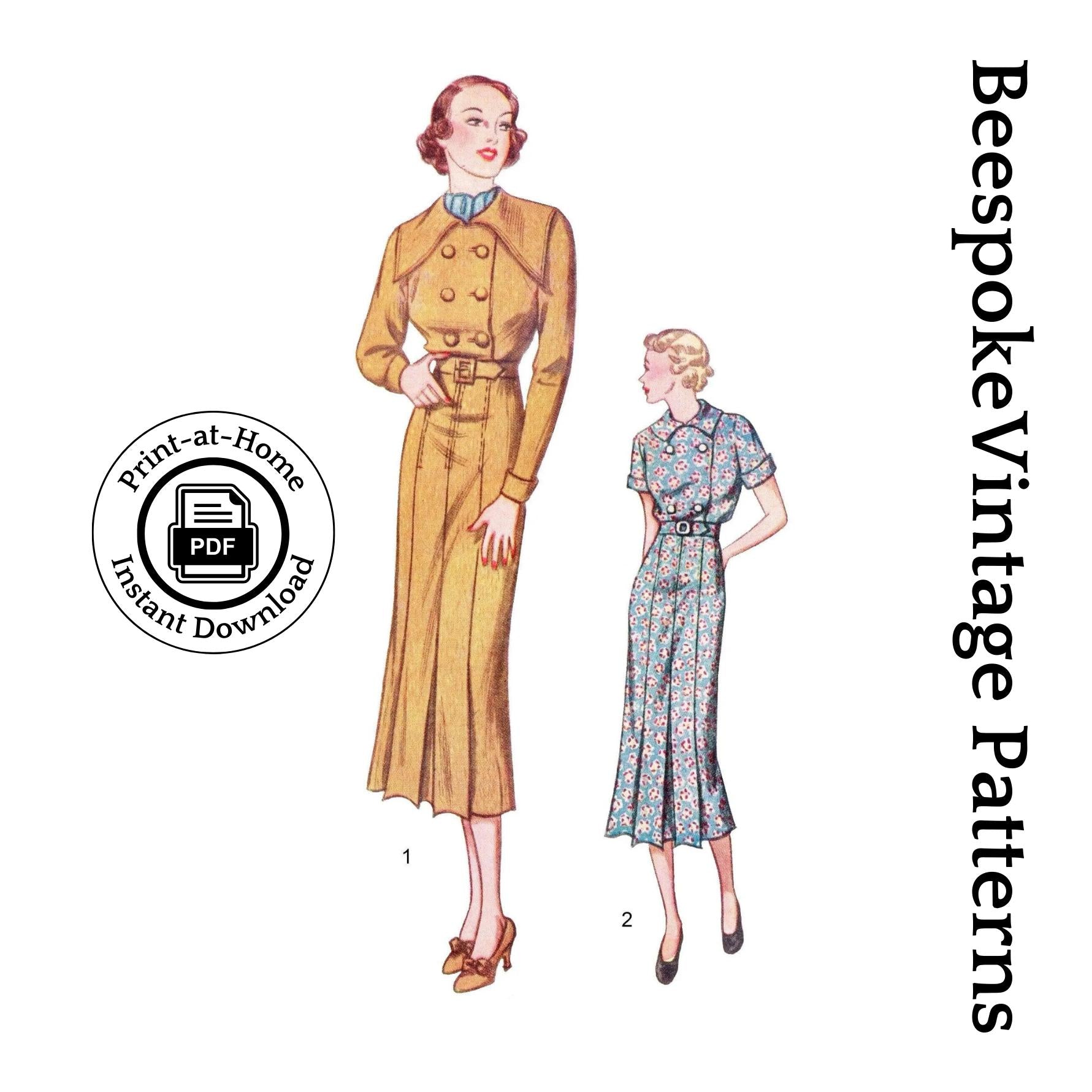 1930s Jr Frock with Double-Breasted Bodice - INSTANT DOWNLOAD - Reproduction 1936 Sewing Pattern #T8150 - 32 Inch Bust [PDF - PRINT AT HOME]