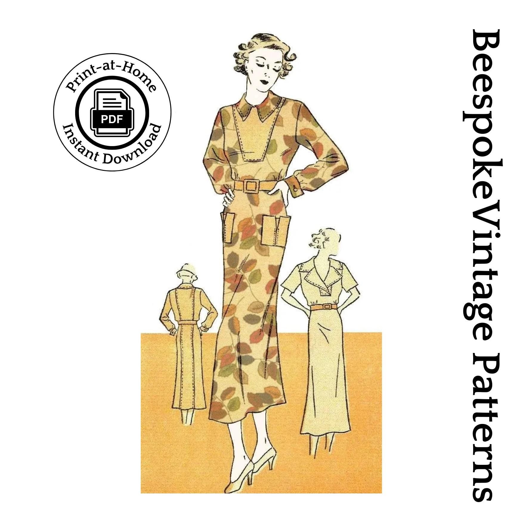 1930s Junior Two Piece School/Sport Dress - INSTANT DOWNLOAD - Reproduction 1935 Sewing Pattern #T5865 - 30 Inch Bust [PDF - PRINT AT HOME]