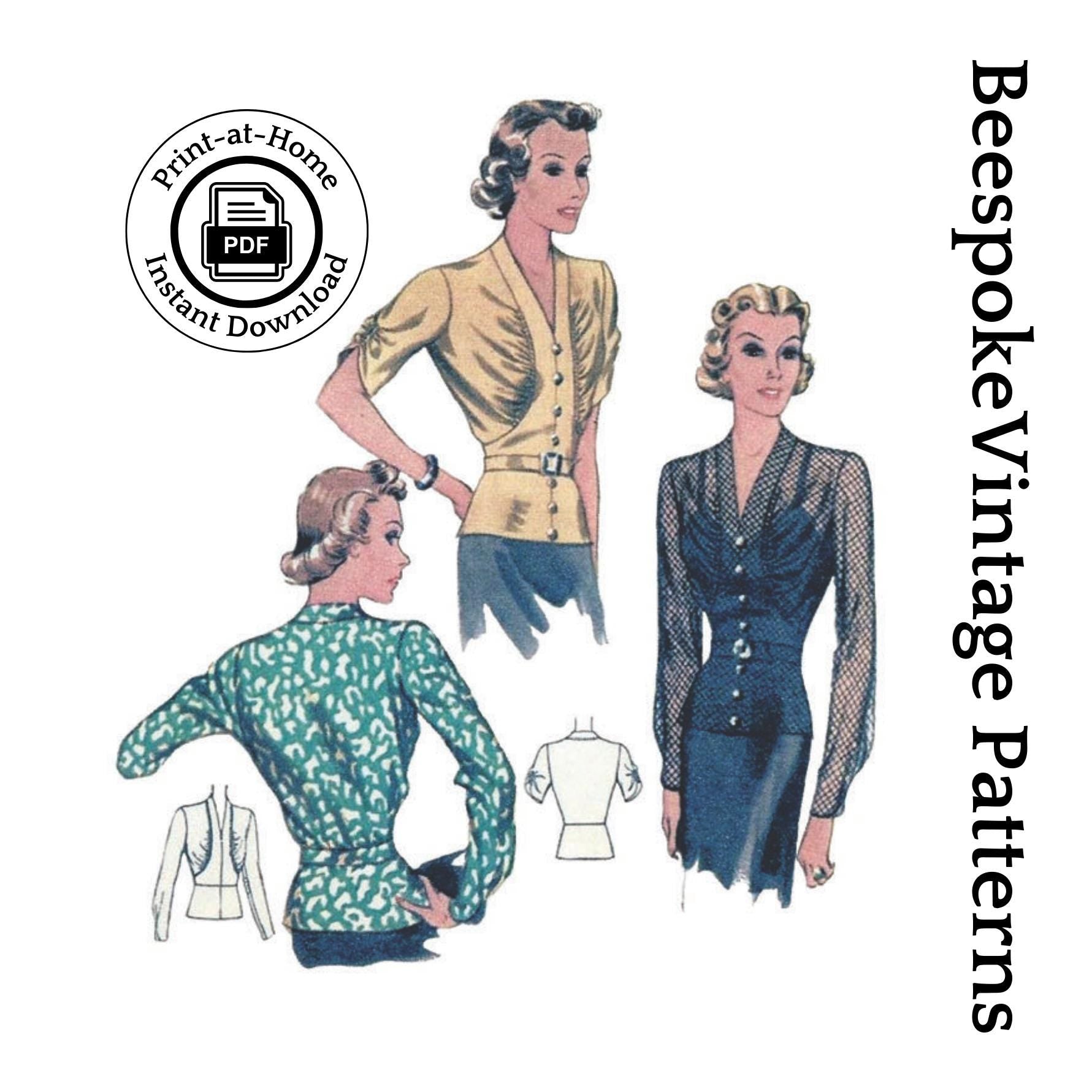 1930s Ladies Blouse With Gathered Bodice - INSTANT DOWNLOAD - Reproduction 1938 Sewing Pattern #T9581 - 36 Inch Bust [PDF - PRINT AT HOME]