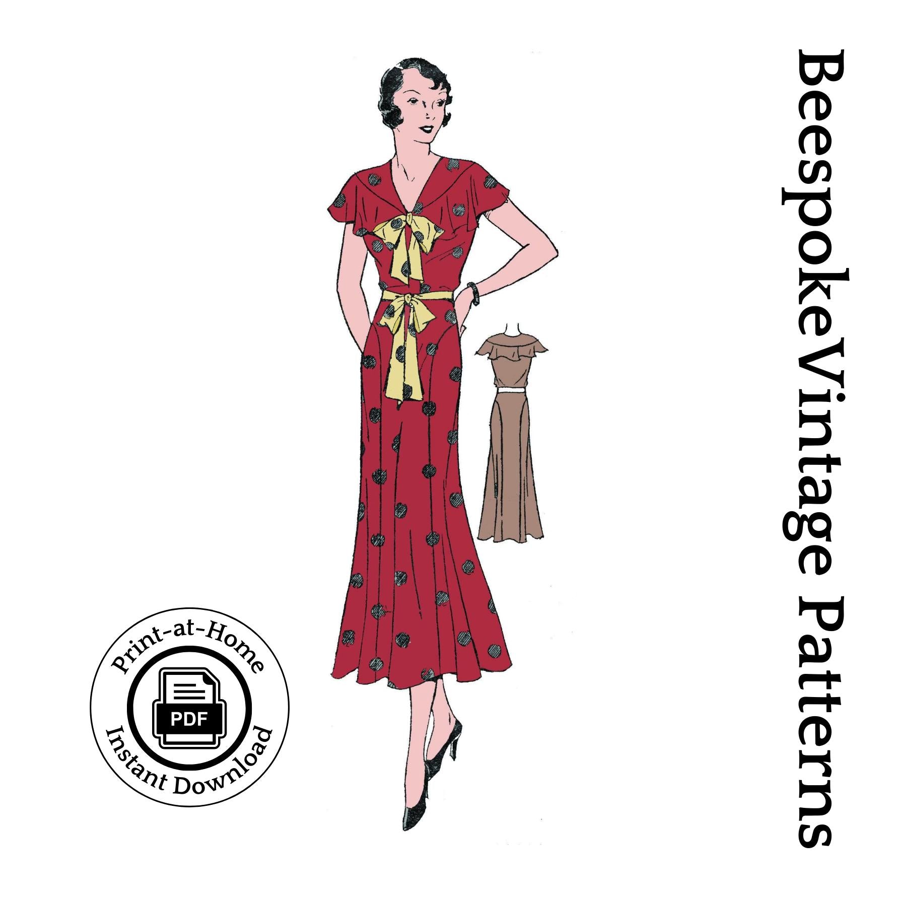 1930s Sleeveless Day Dress - Bust 34” #T0423 [PDF - PRINT AT HOME]