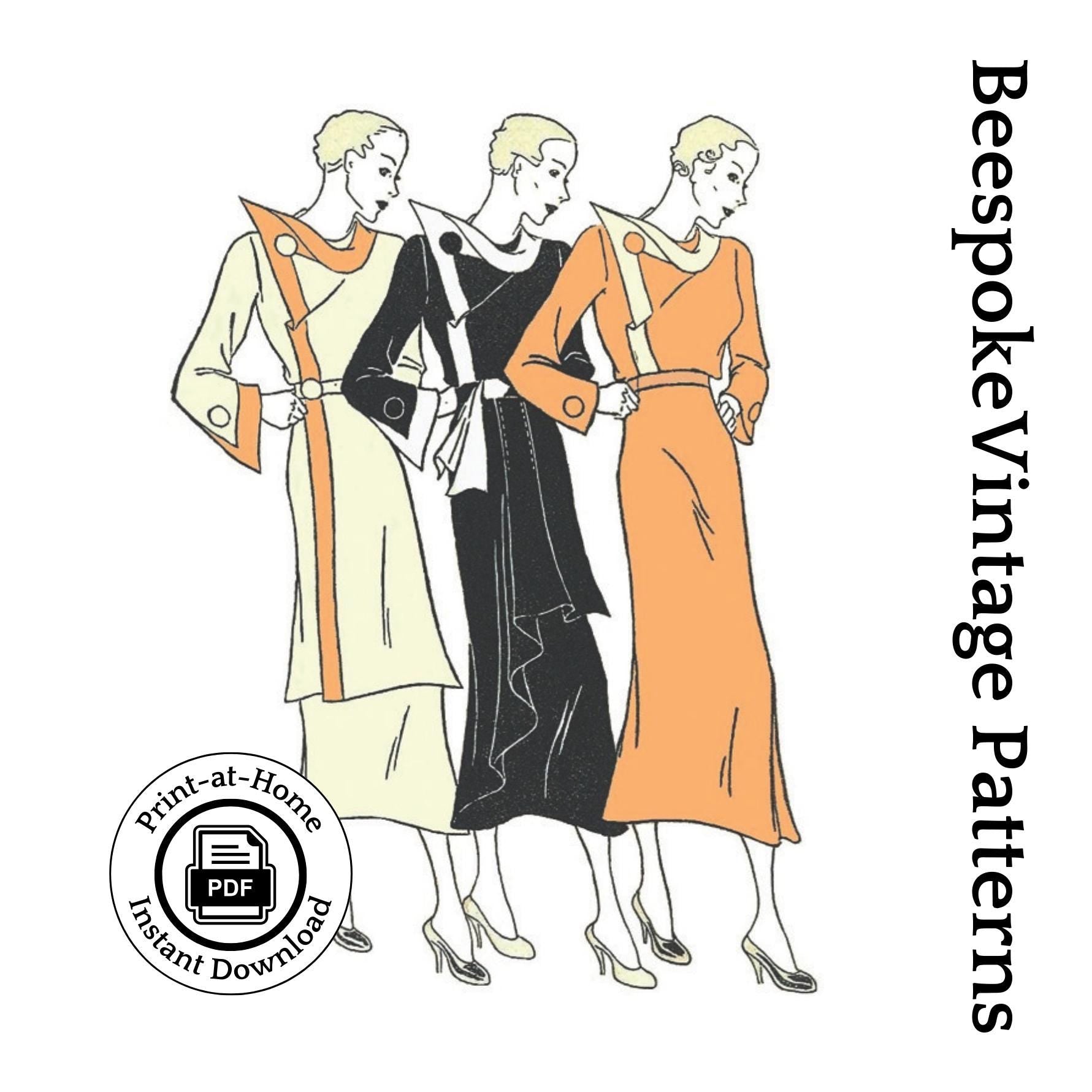 1930s Ladies Draped-Style Day Dress - INSTANT DOWNLOAD - Reproduction 1935 Sewing Pattern #T5887 - 32 Inch Bust [PDF - PRINT AT HOME]