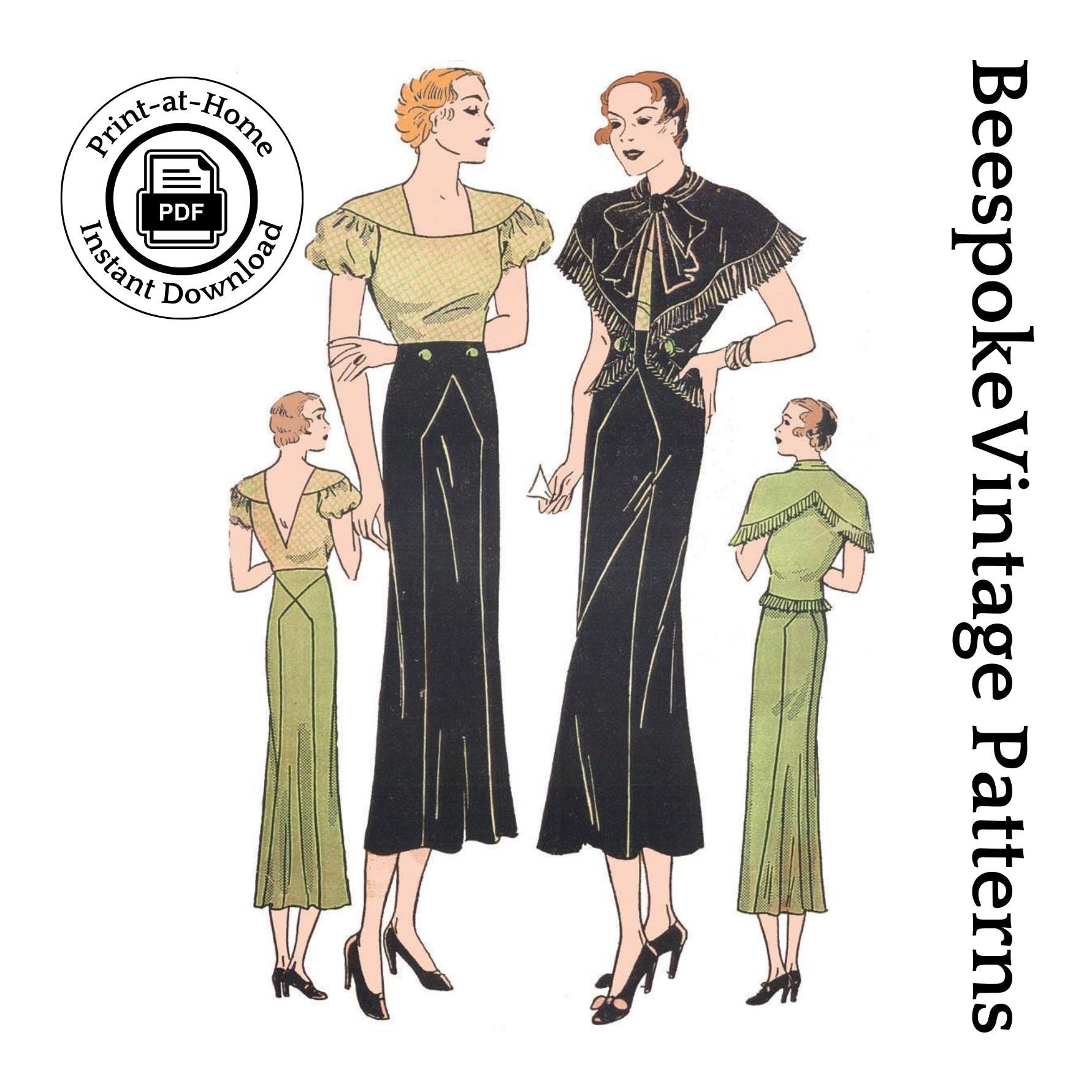 1930s Ladies Schiaparelli Ensemble - INSTANT DOWNLOAD - Art Deco Reproduction 1934 Sewing Pattern #T2301 - 32 Inch Bust[PDF - PRINT AT HOME]