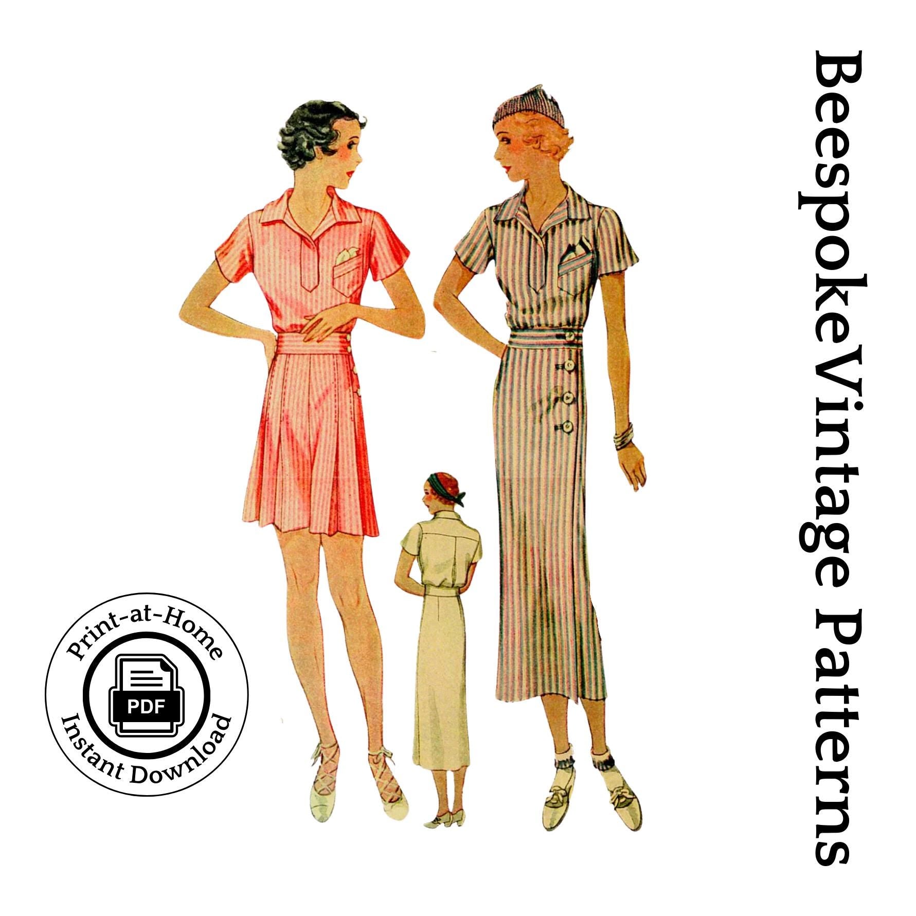 1930s Ladies Sports Ensemble - INSTANT DOWNLOAD - Reproduction 1933-34 Sewing Pattern #T7671 - 36 Inch Bust [PDF - PRINT AT HOME]