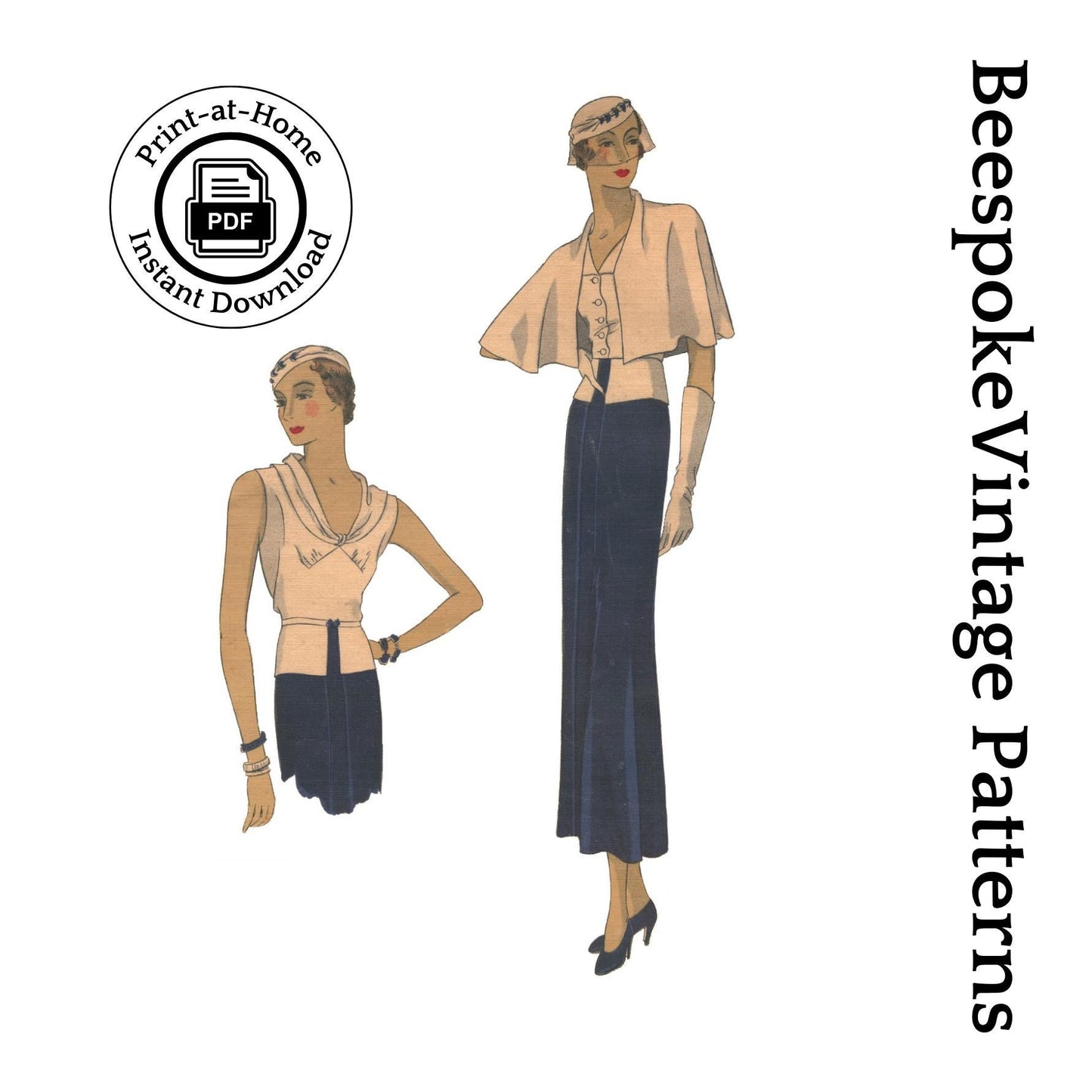 1930s Ladies Three Piece Ensemble - INSTANT DOWNLOAD - Reproduction 1933 Sewing Pattern #T0231 - 36 Inch Bust [PDF - PRINT AT HOME]