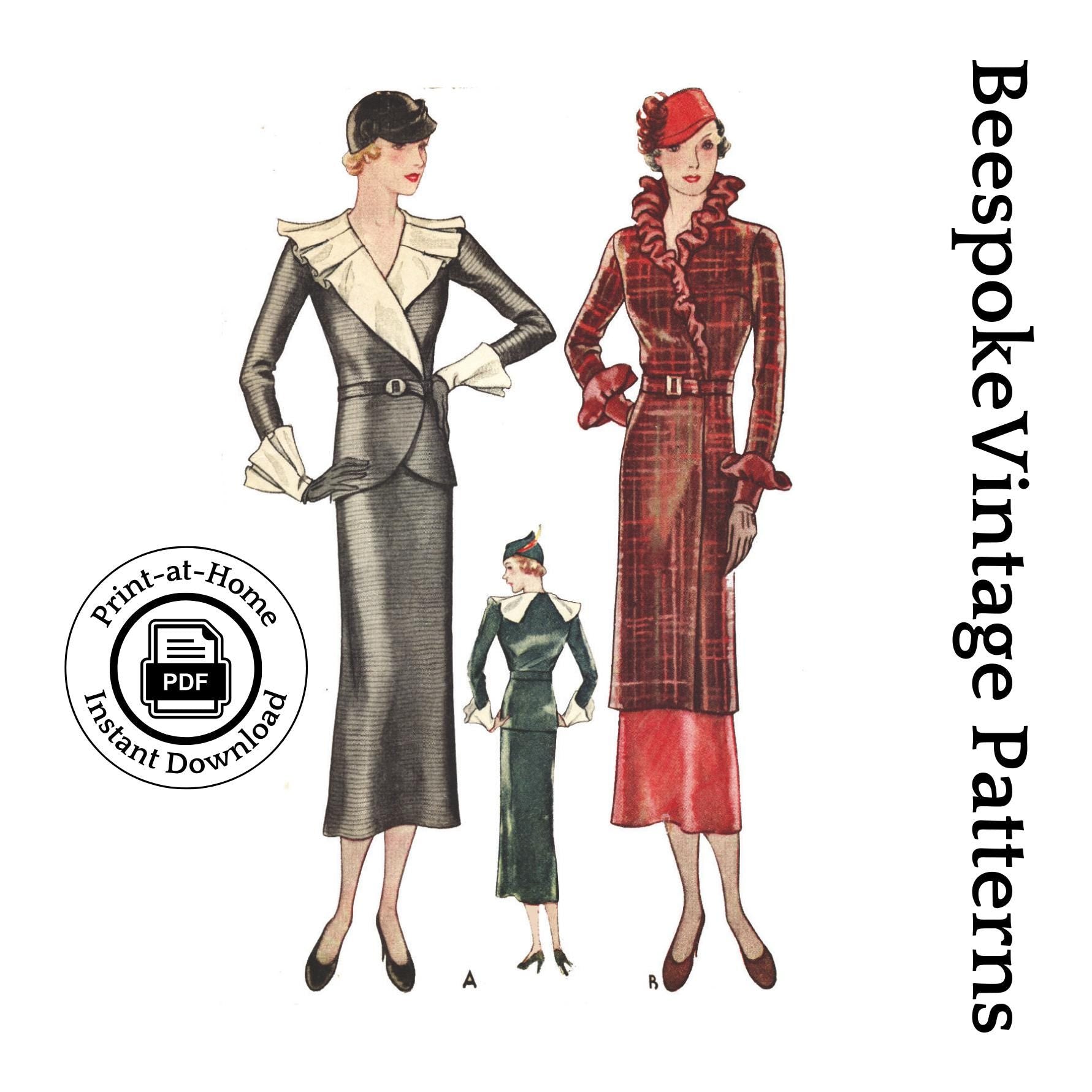 1930s Ladies Tunic Dress Ensemble - Reproduction 1933 Sewing Pattern #T7592- INSTANT DOWNLOAD - 36 Inch Bust [PDF - PRINT AT HOME]