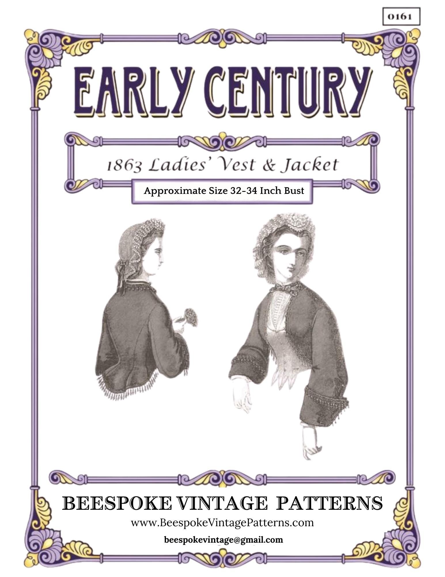 1860s Ladies Vest & Jacket - INSTANT DOWNLOAD - 1863 Victorian Pattern #E0161 - 32/34 Inch Bust [PDF - PRINT AT HOME]