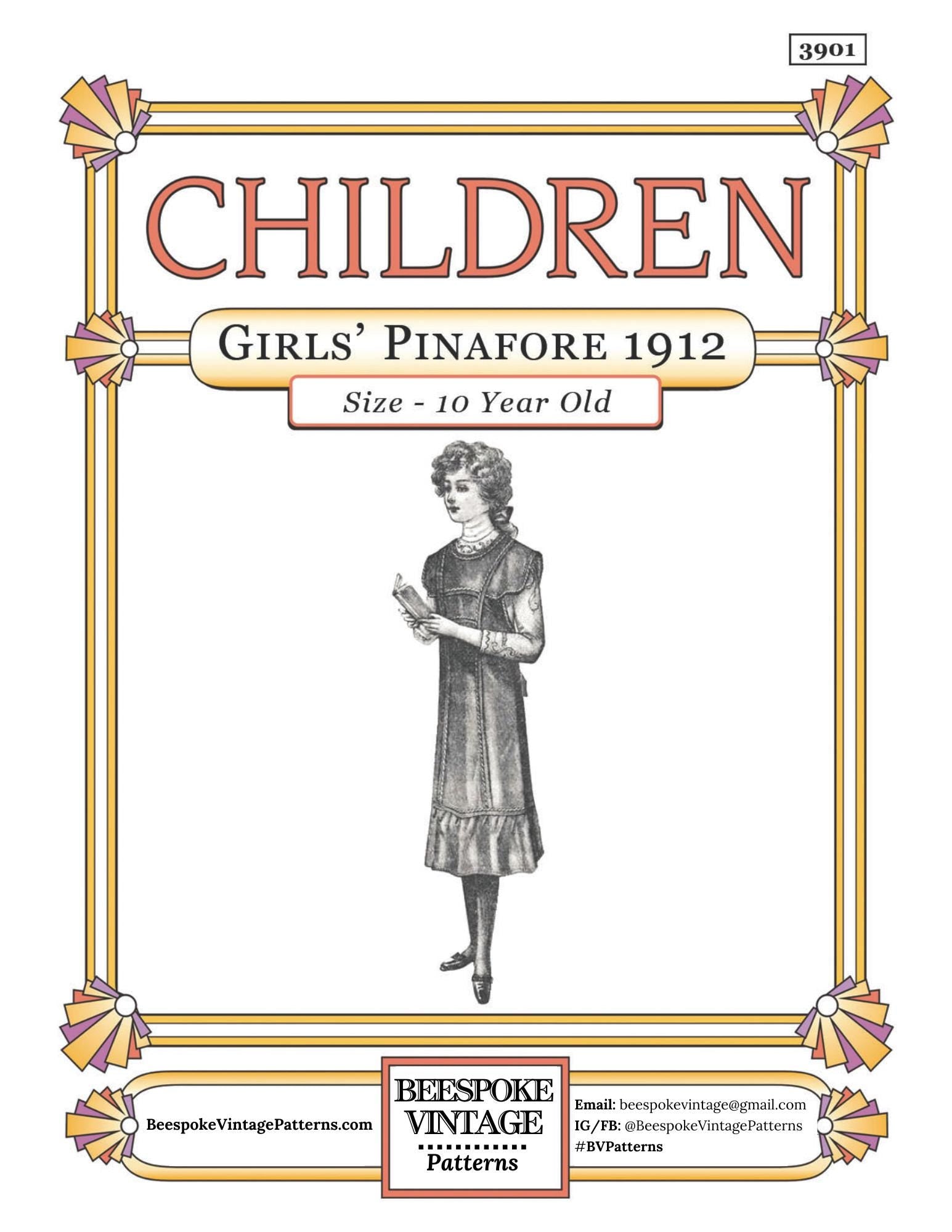 1912 Edwardian Girls' Pinafore - INSTANT DOWNLOAD - Titanic Era - Pattern #C3901 - Child Size 10 - PDF - Print at Home