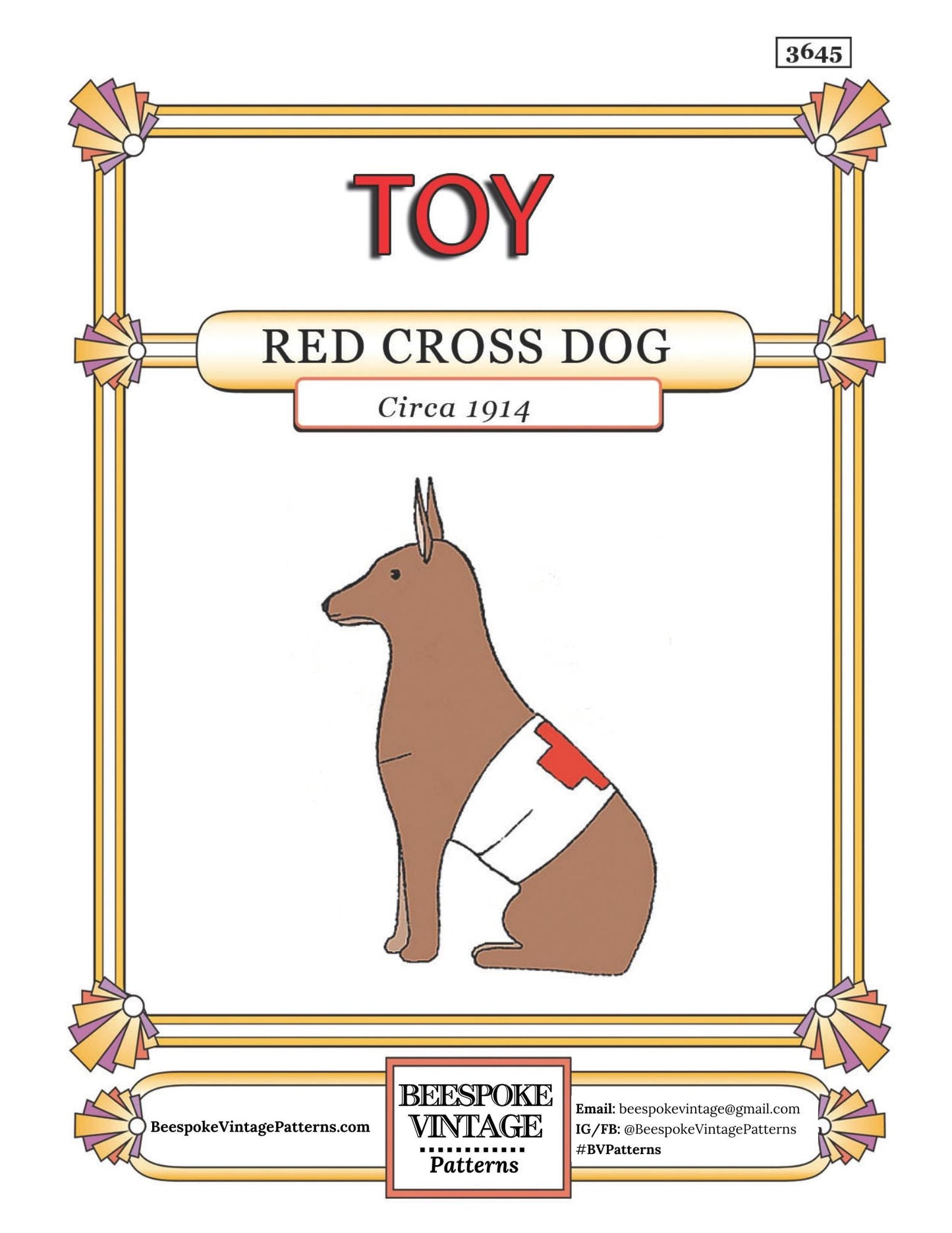 1916 Red Cross Dog Sewing Pattern - INSTANT DOWNLOAD - Pattern #N3645 - WWI Fund Raiser - pdf - Print At Home