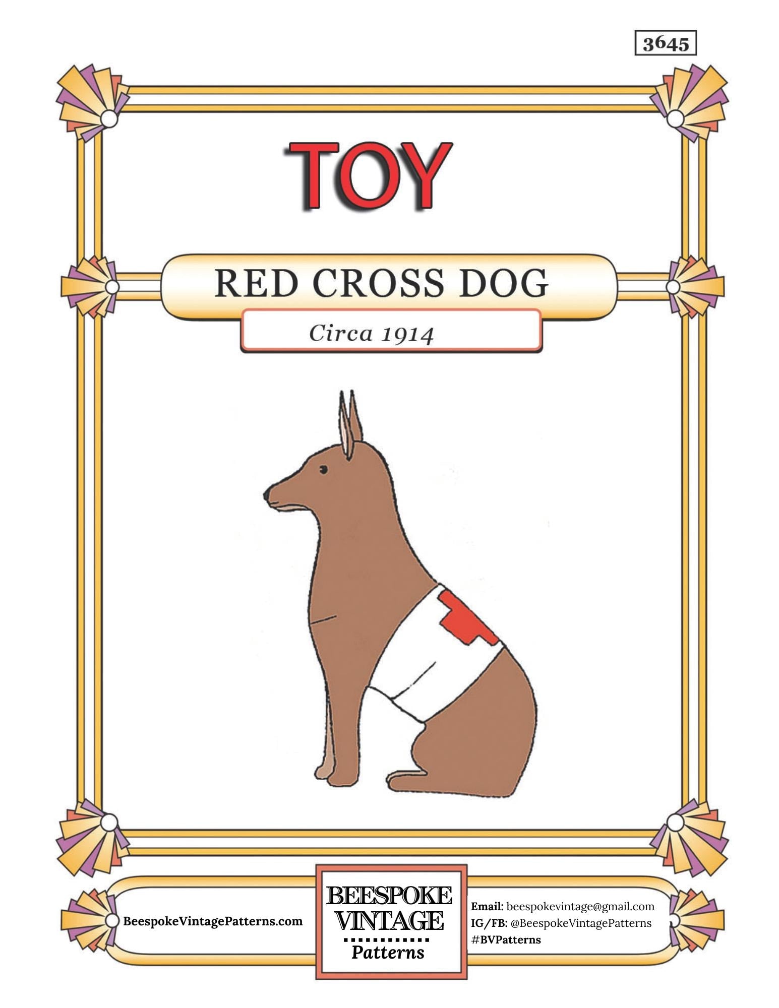 1916 Red Cross Dog Sewing Pattern - INSTANT DOWNLOAD - Pattern #N3645 - WWI Fund Raiser - pdf - Print At Home