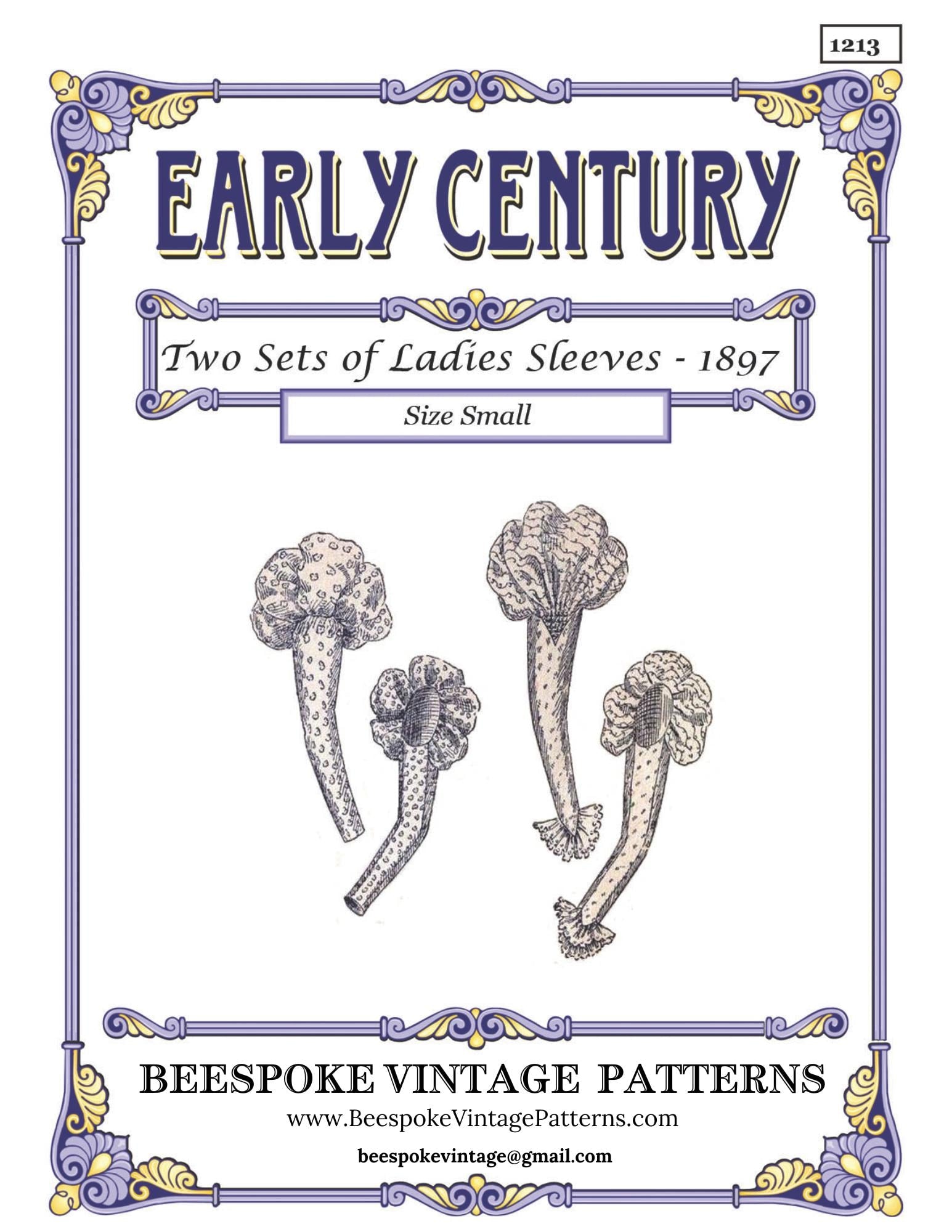 1890s Ladies 1897 Sleeves in Two Styles - INSTANT DOWNLOAD - Pattern #E1213 - Size Small [PDF - PRINT AT HOME]
