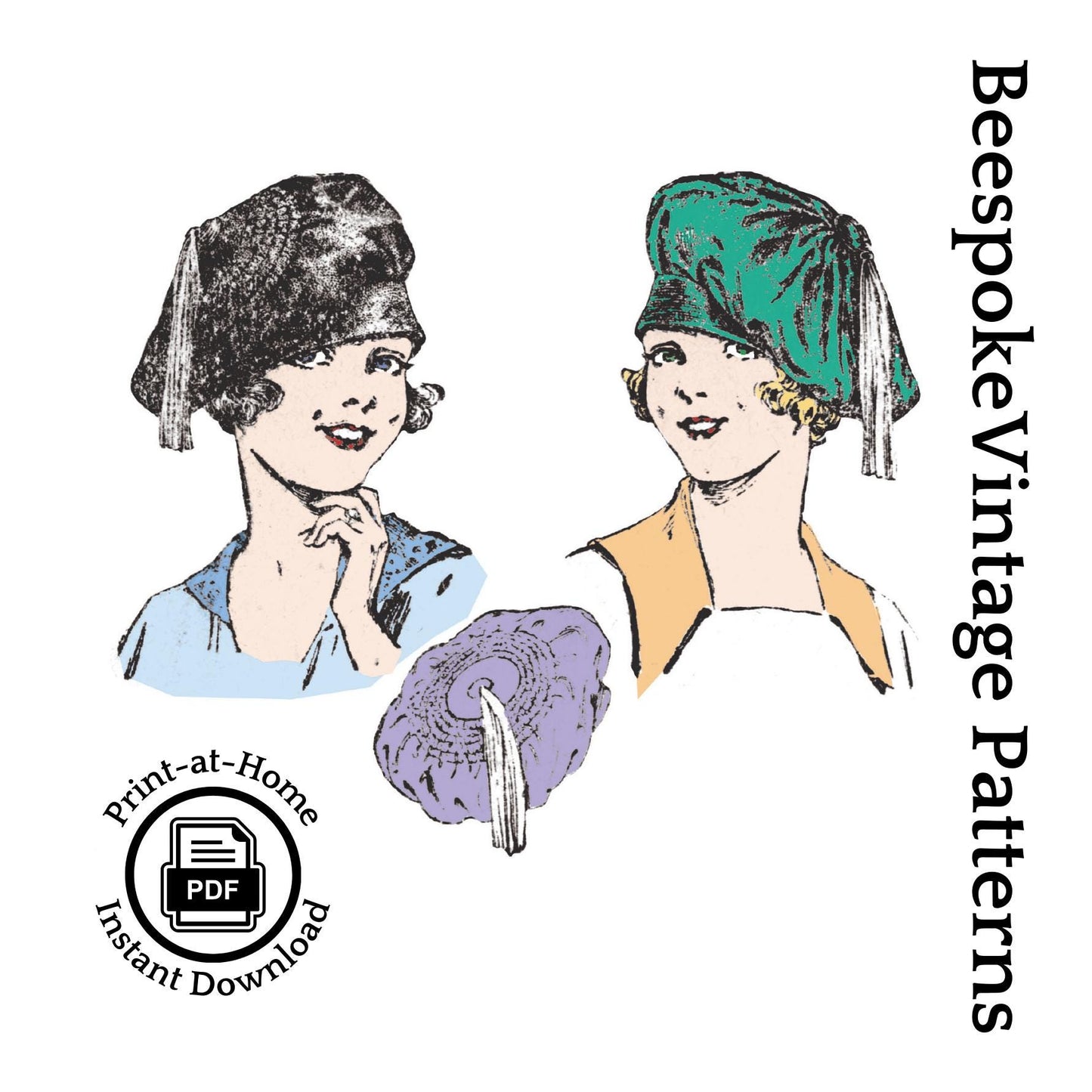1918 Youth/Teen Girl Tassel Tam - INSTANT DOWNLOAD - Pattern #H9627 [PDF - PRINT AT HOME]