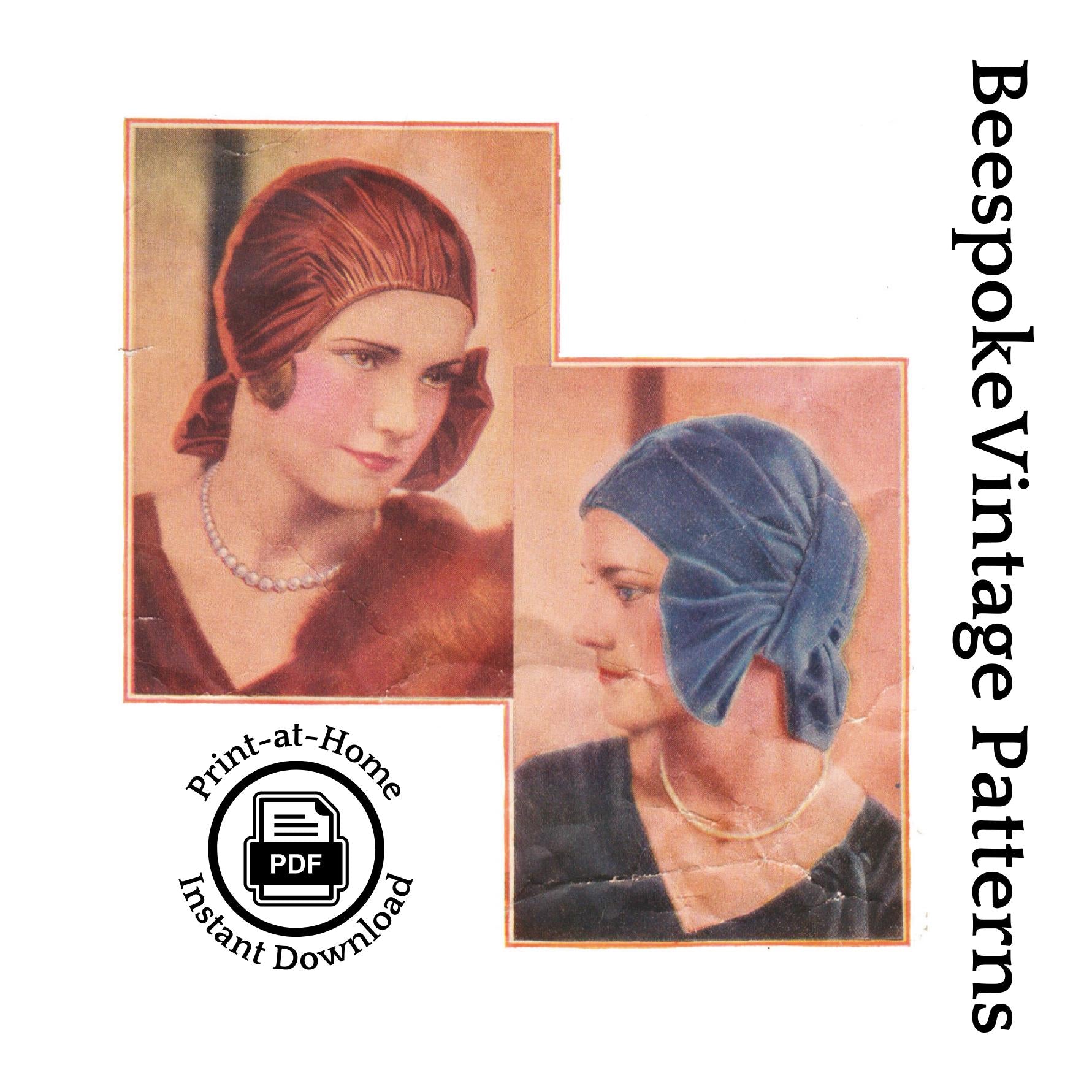 1920s Ladies Turban/Cloche With Bow - INSTANT DOWNLOAD - Reproduction 1929 Sewing Pattern #H1756 [PDF - PRINT AT HOME]