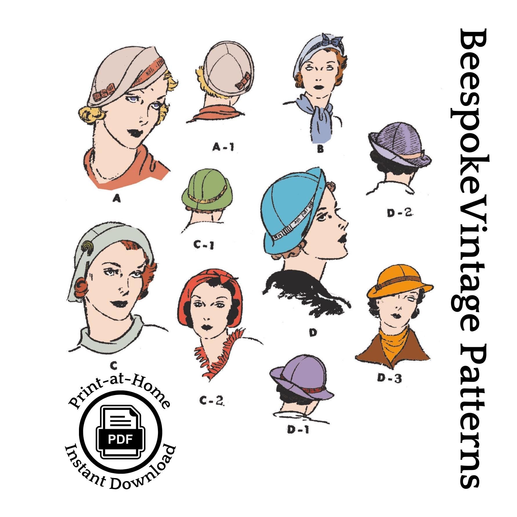 1930s Ladies Hats In Several Styles - Reproduction 1934 Sewing Pattern #H5685 [PDF - PRINT AT HOME]