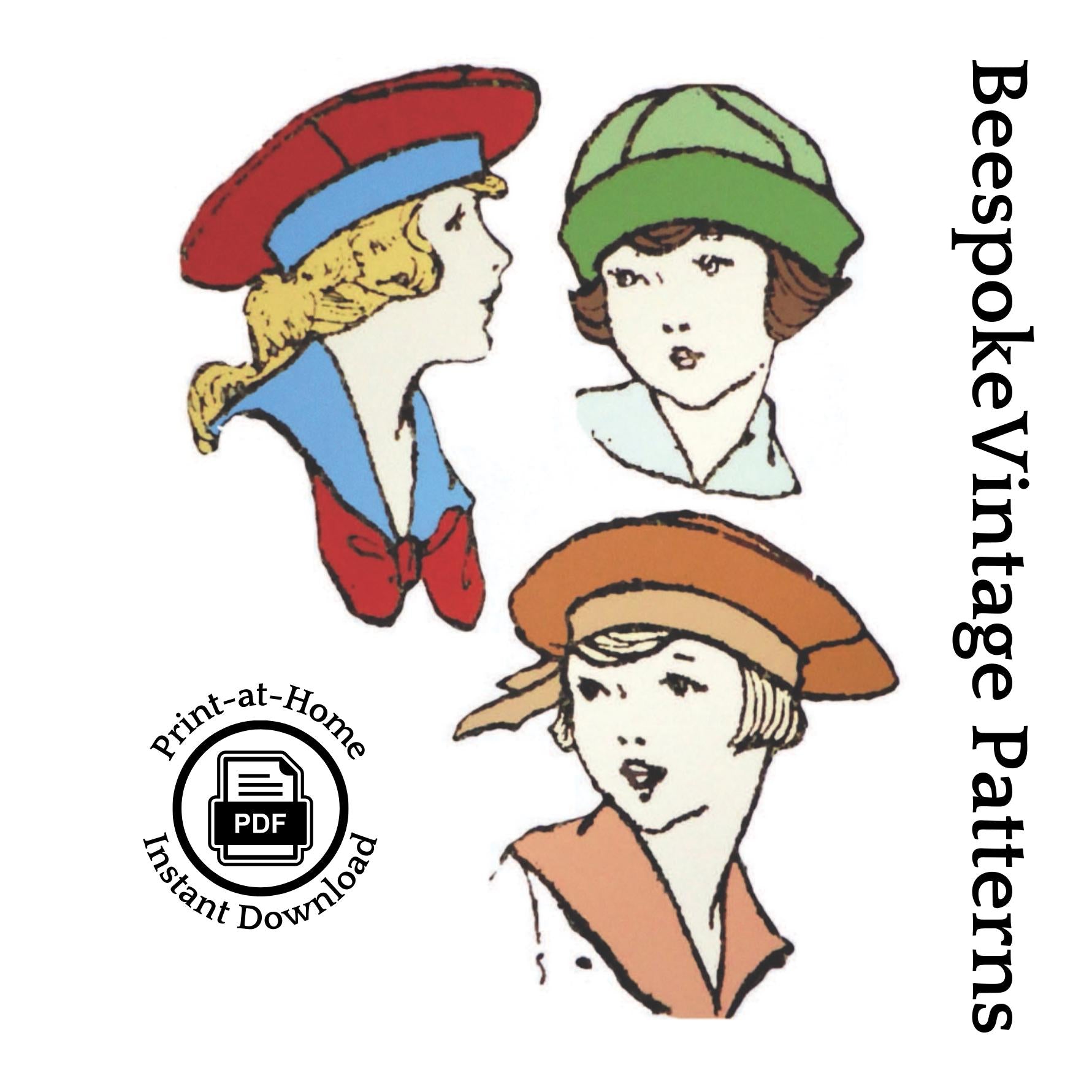 1913 Child/Youth Hats - INSTANT DOWNLOAD - Pattern #H2645 [PDF - PRINT AT HOME]