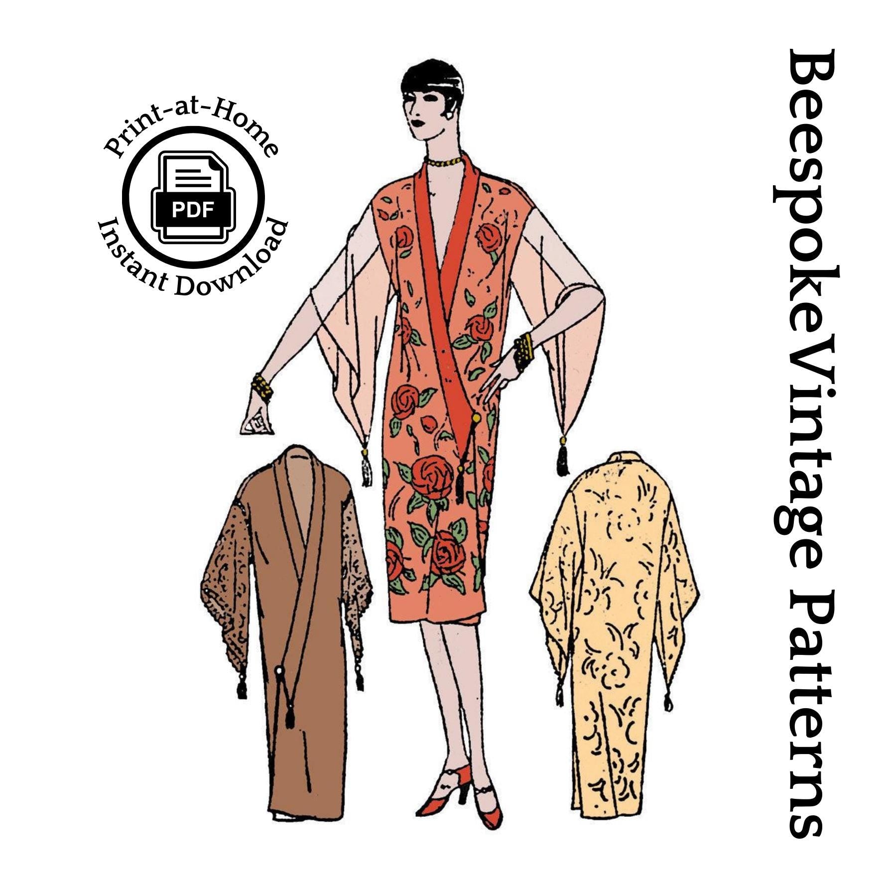 1920s Ladies Kimono Style Negligee - INSTANT DOWNLOAD - Reproduction 1929 Sewing Pattern #Z1178 - 36 Inch Bust [PDF - PRINT AT HOME]