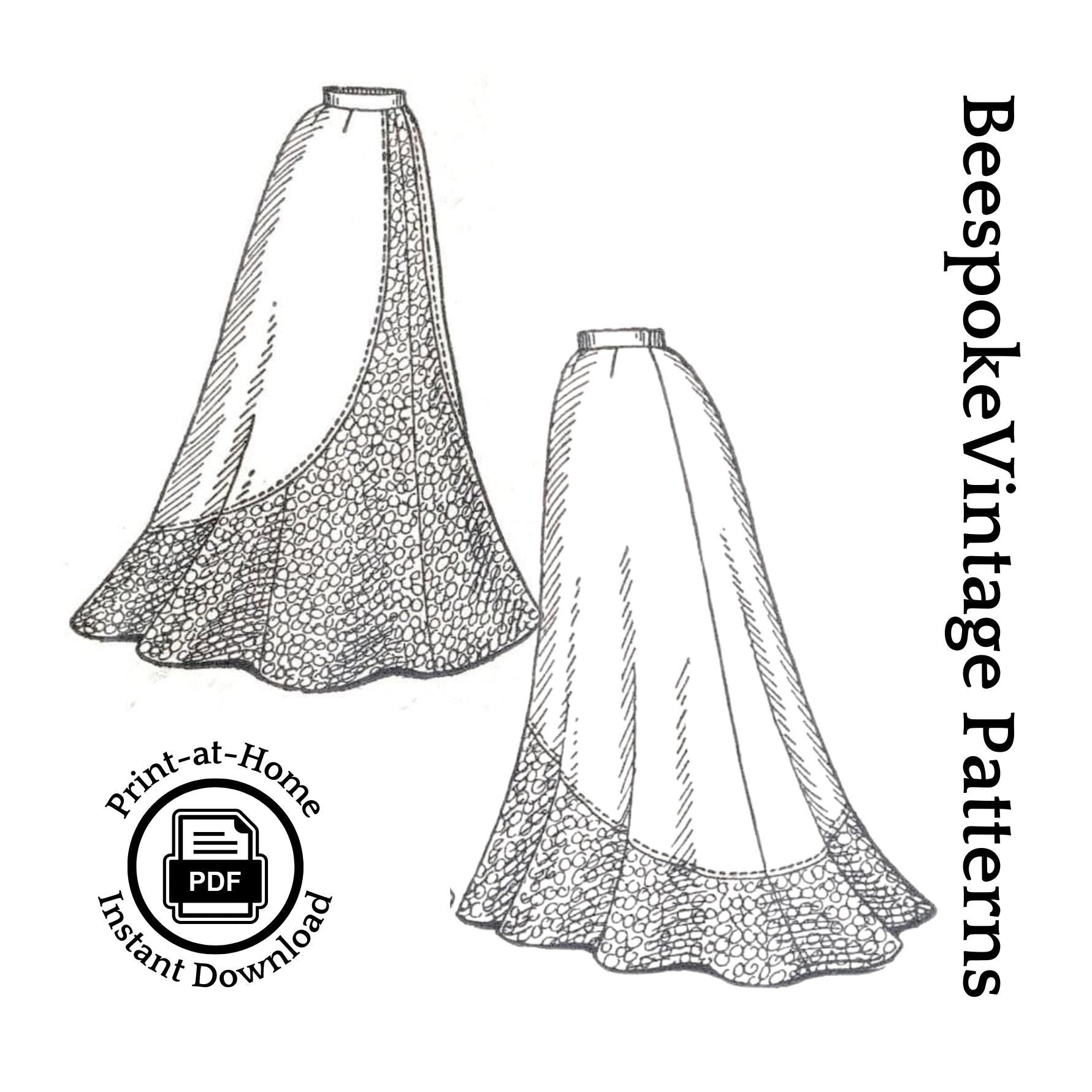 1897 Ladies Skirt with Panel Flounce - INSTANT DOWNLOAD - Victorian Pattern #E2039 - 26 Inch Waist [PDF - PRINT AT HOME]