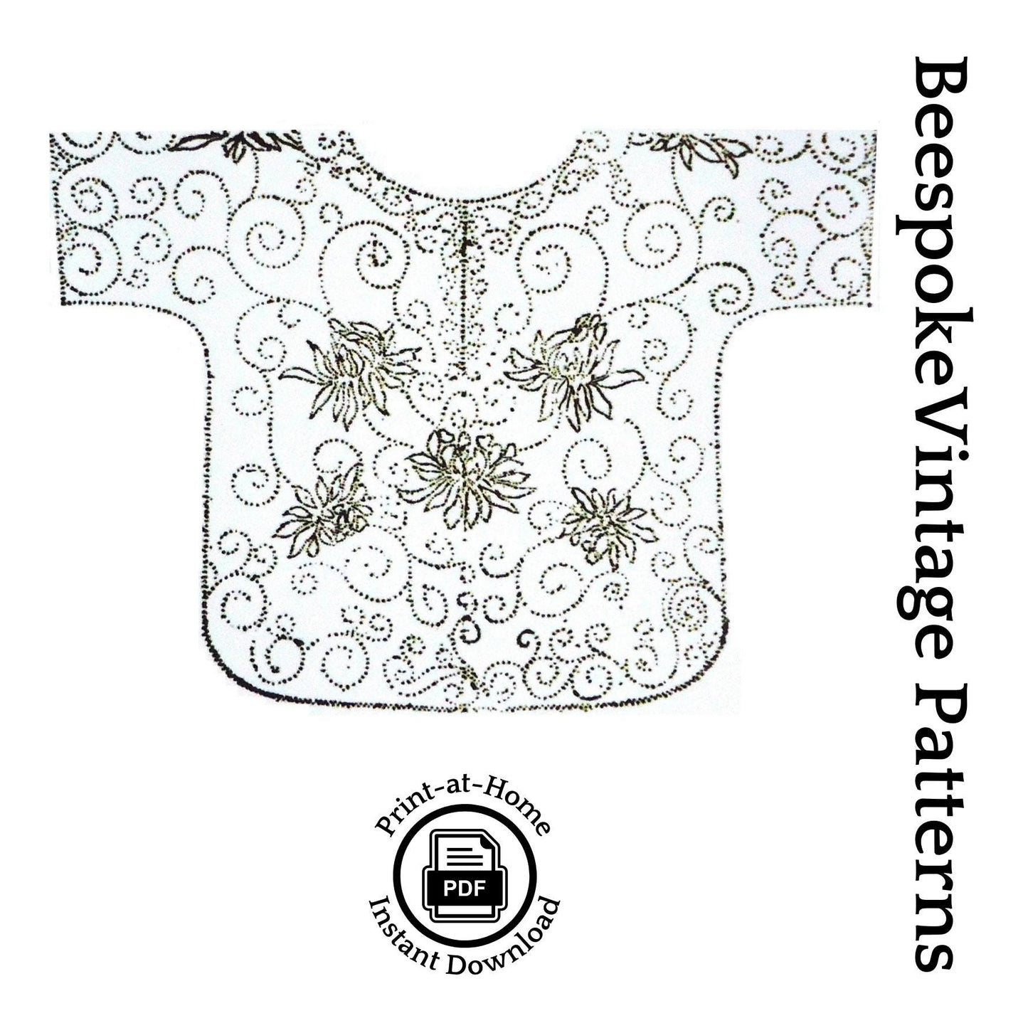 1920s Ladies Beaded Blouse in Kimono Style - INSTANT DOWNLOAD - Reproduction and Transfer Pattern #N14966 [PDF - PRINT AT HOME]