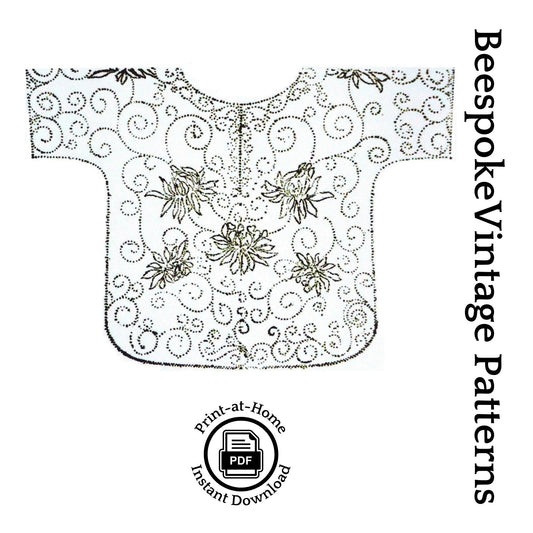 1920s Ladies Beaded Blouse in Kimono Style - INSTANT DOWNLOAD - Reproduction and Transfer Pattern #N14966 [PDF - PRINT AT HOME]