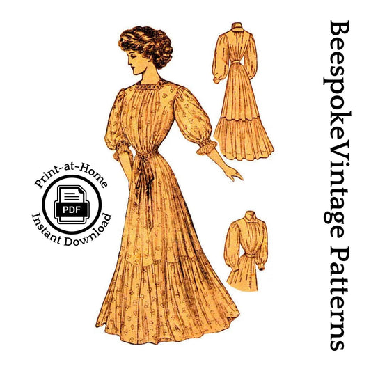 1908 Ladies House Dress or Wrapper - INSTANT DOWNLOAD - Pattern #E2263 - 38 Inch Bust [PDF - PRINT AT HOME]