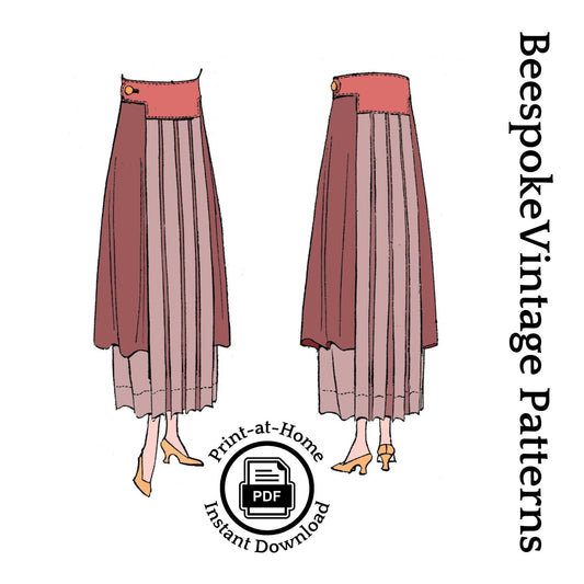 1910s Ladies Skirt With Side Drapes - INSTANT DOWNLOAD - 1918 Pattern #E8059 - 30 Inch Waist [PDF - PRINT AT HOME]