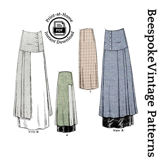 1910s Ladies Two-Piece Skirt With Tunic - INSTANT DOWNLOAD - Reproduction 1914 Sewing Pattern #E8558 - 26 Inch Waist [PDF - PRINT AT HOME]