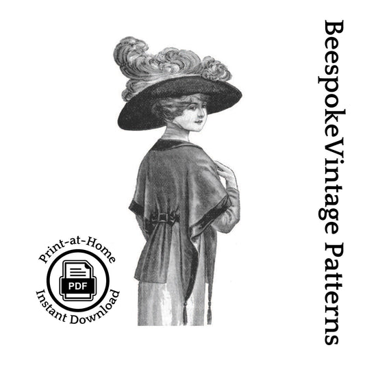 1912 Ladies Afternoon Tea Wrap - INSTANT DOWNLOAD - Pattern #E0291 - 32/34 Inch Bust [PDF - PRINT AT HOME] - Edwardian