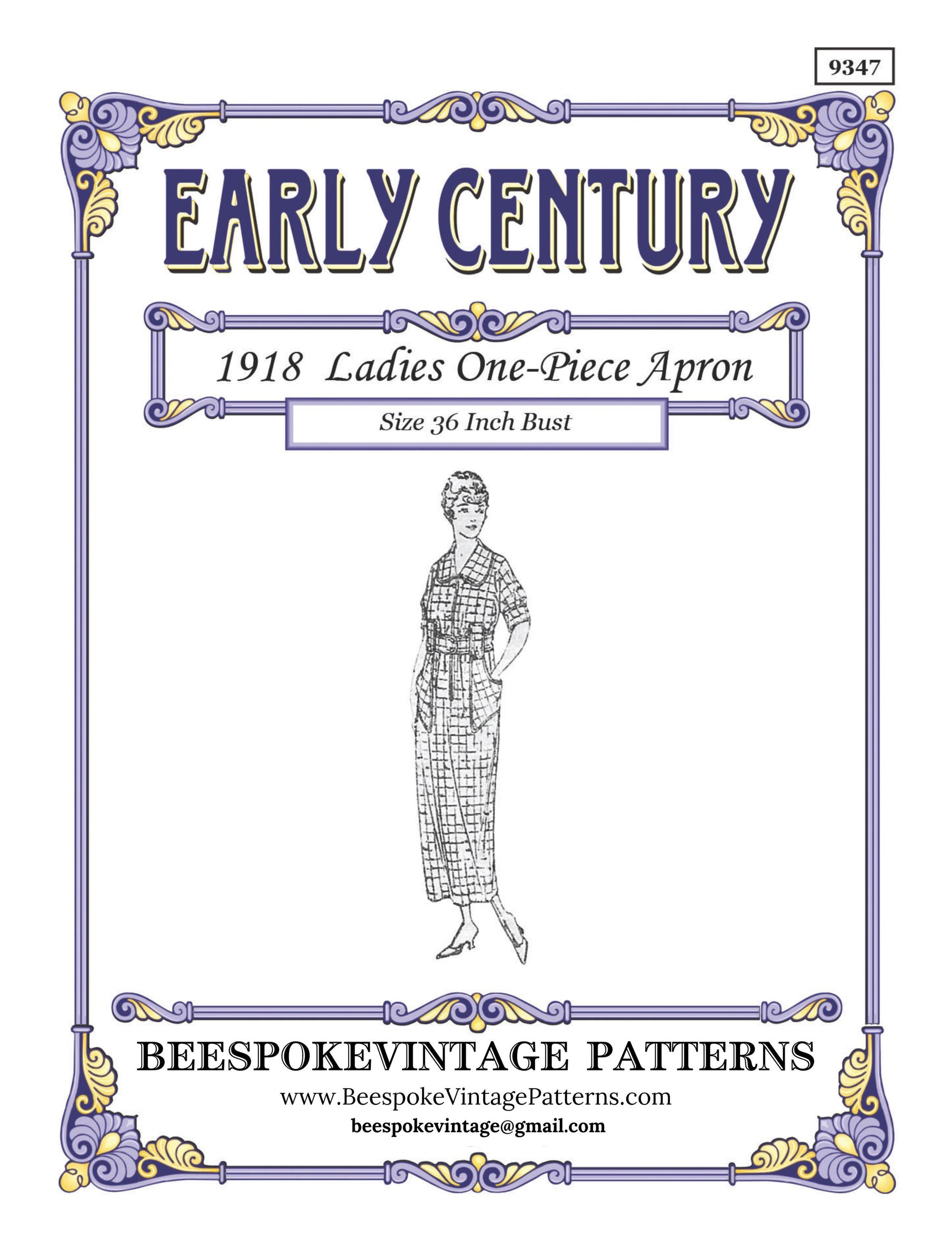 1918 One Piece Slip On Apron Dress - INSTANT DOWNLOAD - Pattern #E9347 - 36 Inch Bust [PDF - PRINT AT HOME]