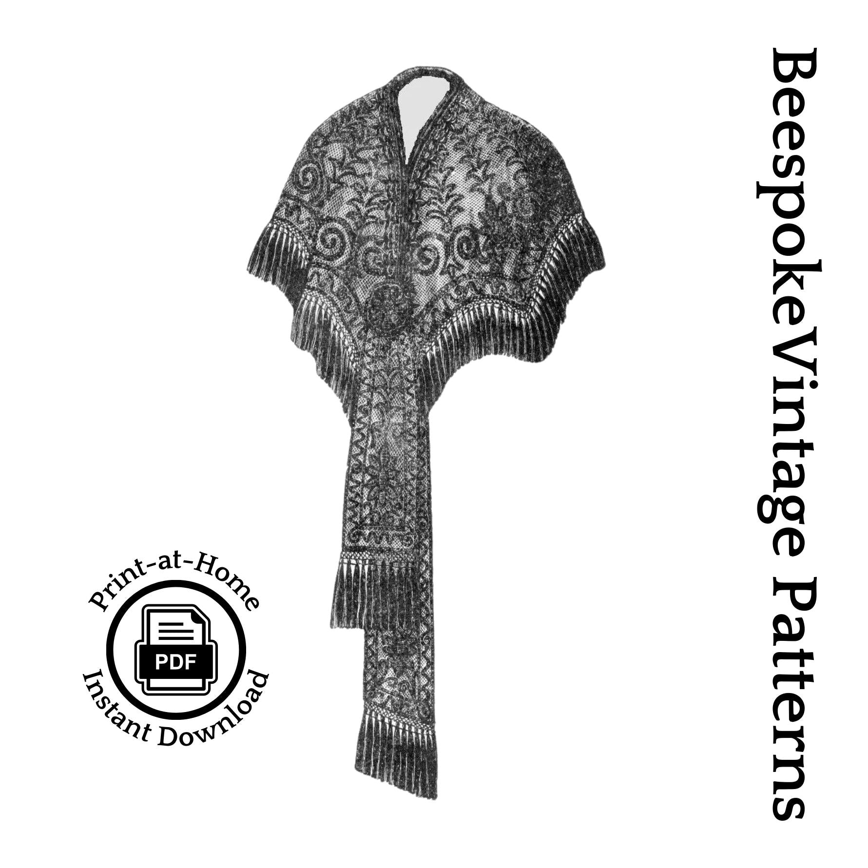 1912 Ladies Lace Wrap - INSTANT DOWNLOAD - Pattern #E0400 - 36 Inch Bust [PDF - PRINT AT HOME]