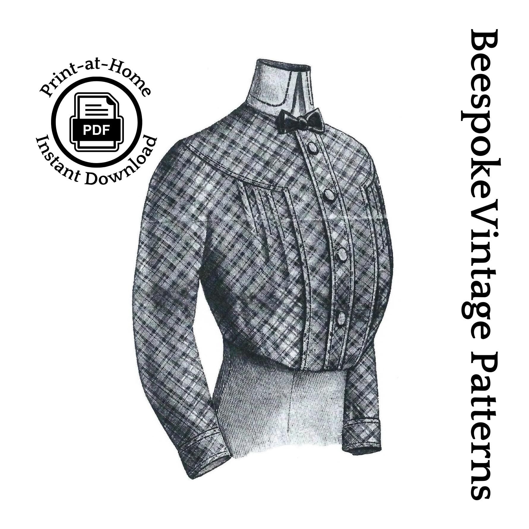 1912 Ladies Blouse With Detachable Collar - INSTANT DOWNLOAD - Pattern #E0219 - 34 Inch Bust [PDF - PRINT AT HOME]