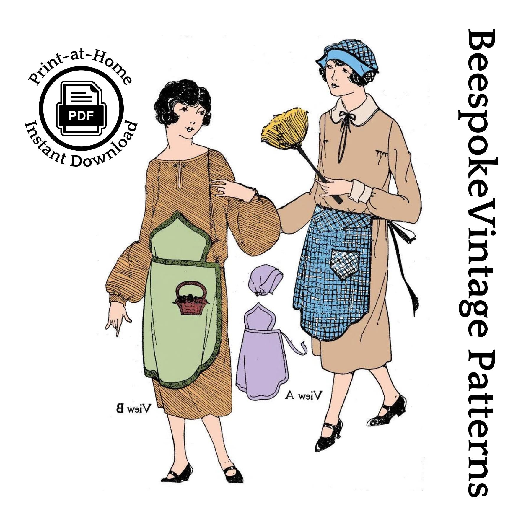 1920s Ladies Apron & Cap - INSTANT DOWNLOAD - Reproduction 1919/1920 Sewing Pattern #Z0104 - One Size [PDF - PRINT AT HOME]