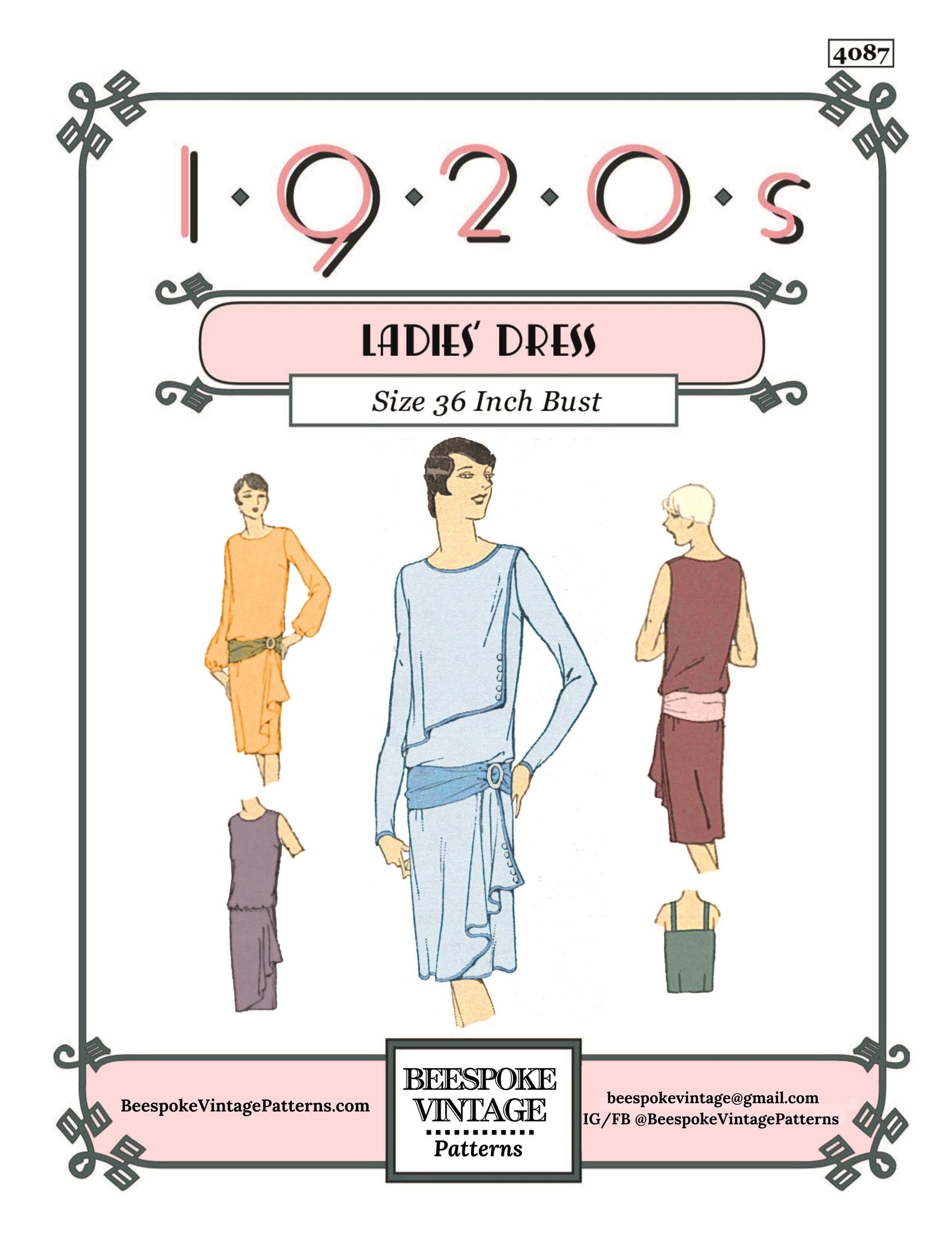 1920s Ladies Dress With Tunic Front - INSTANT DOWNLOAD - Reproduction 1927 Sewing Pattern #Z4087 - 36 Inch Bust [PDF - PRINT AT HOME]