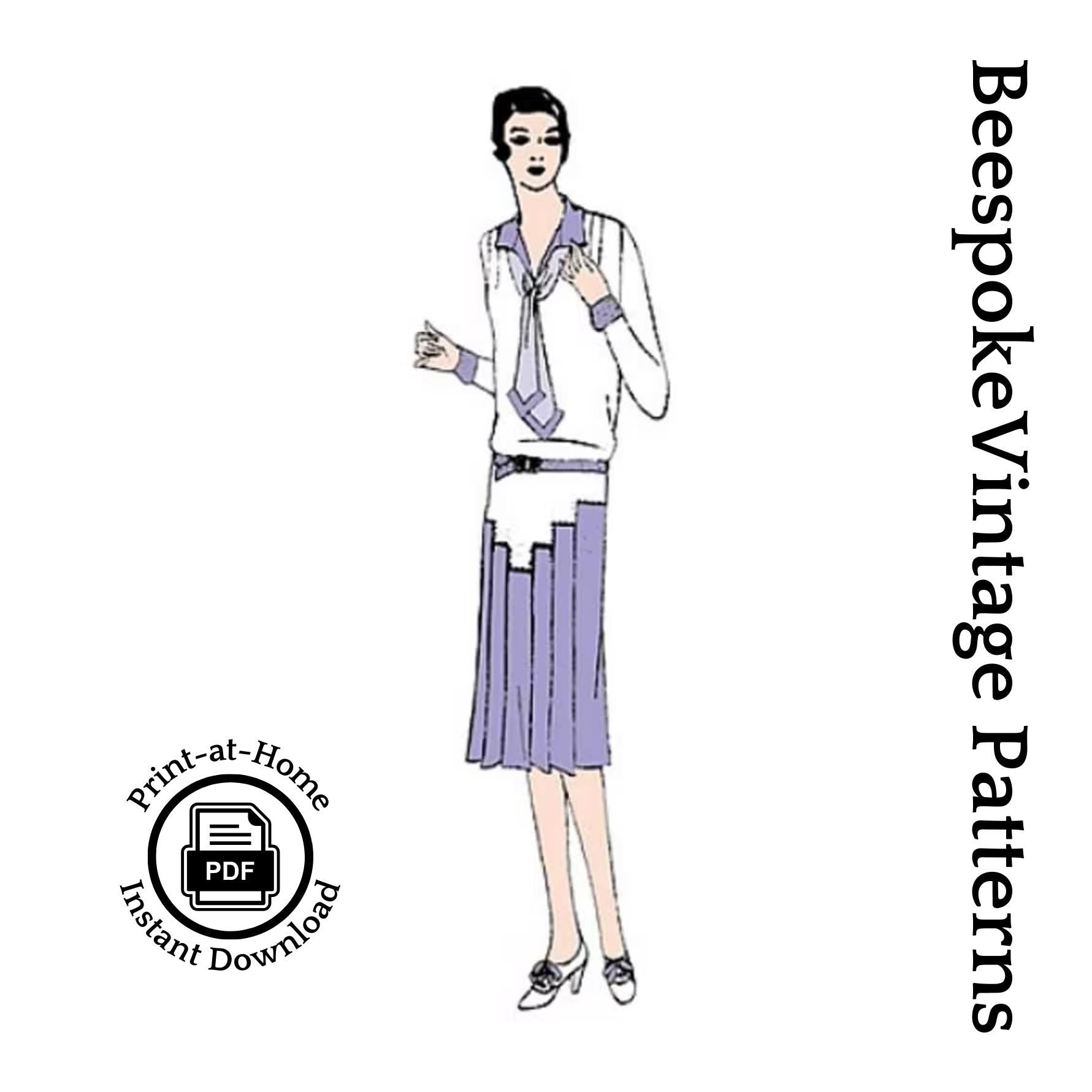 1920s Ladies Frock with Pleated Inset - INSTANT DOWNLOAD - Reproduction 1928 Sewing Pattern #Z2773 - 35 Inch Bust [PDF - PRINT AT HOME]