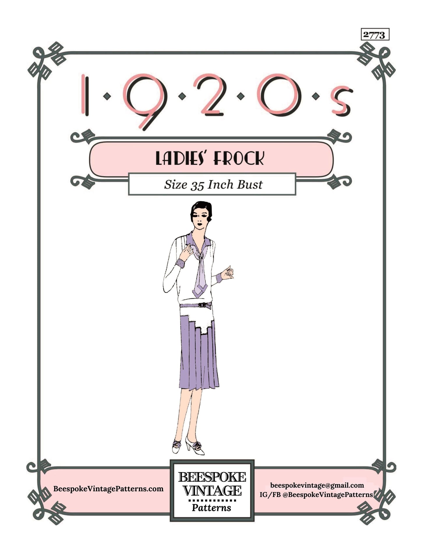 1920s Ladies Frock with Pleated Inset - INSTANT DOWNLOAD - Reproduction 1928 Sewing Pattern #Z2773 - 35 Inch Bust [PDF - PRINT AT HOME]
