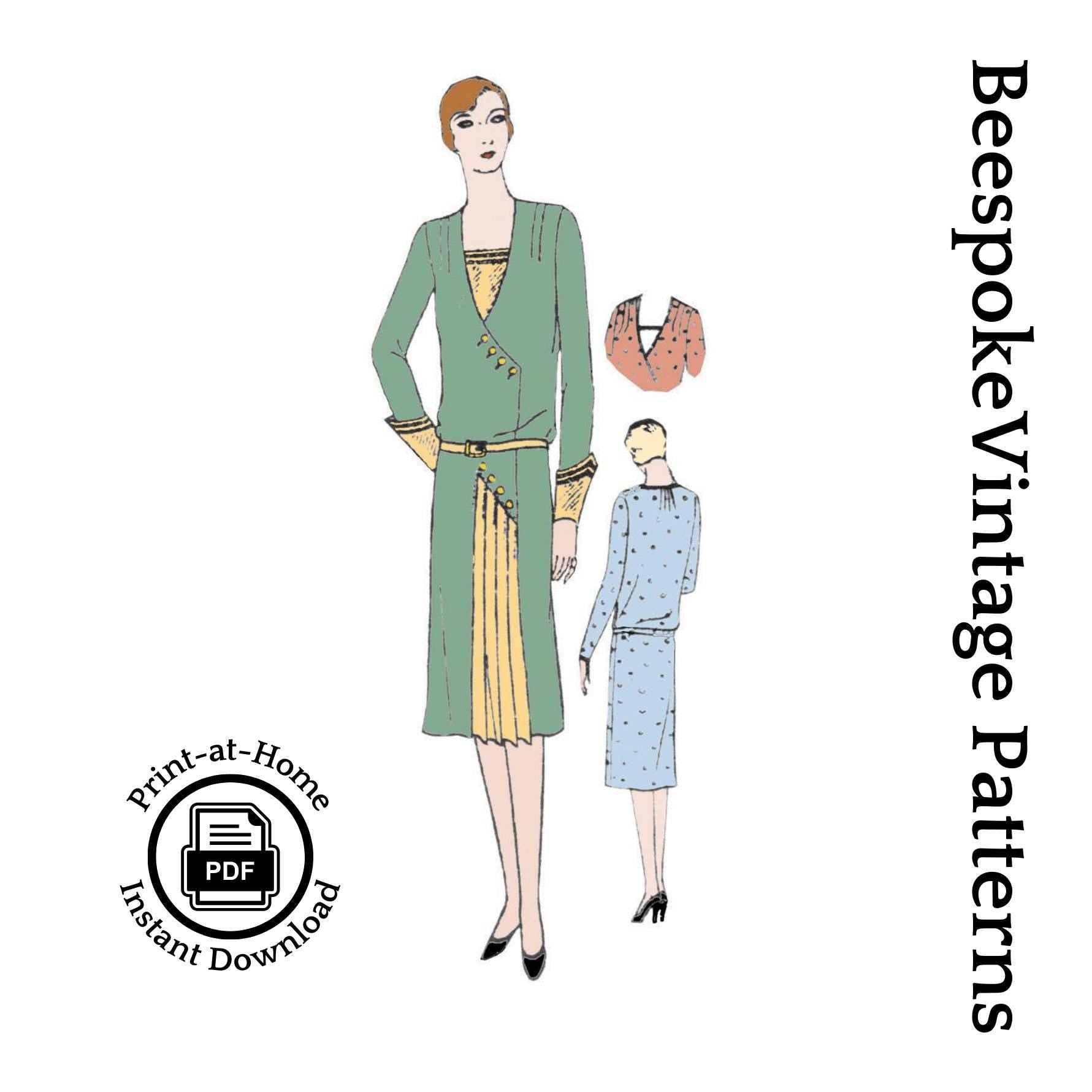 1920s Ladies Frock with Pleated Inset - INSTANT DOWNLOAD - Reproduction 1929 Sewing Pattern #Z2830 - 38 Inch Bust [PDF - PRINT AT HOME]