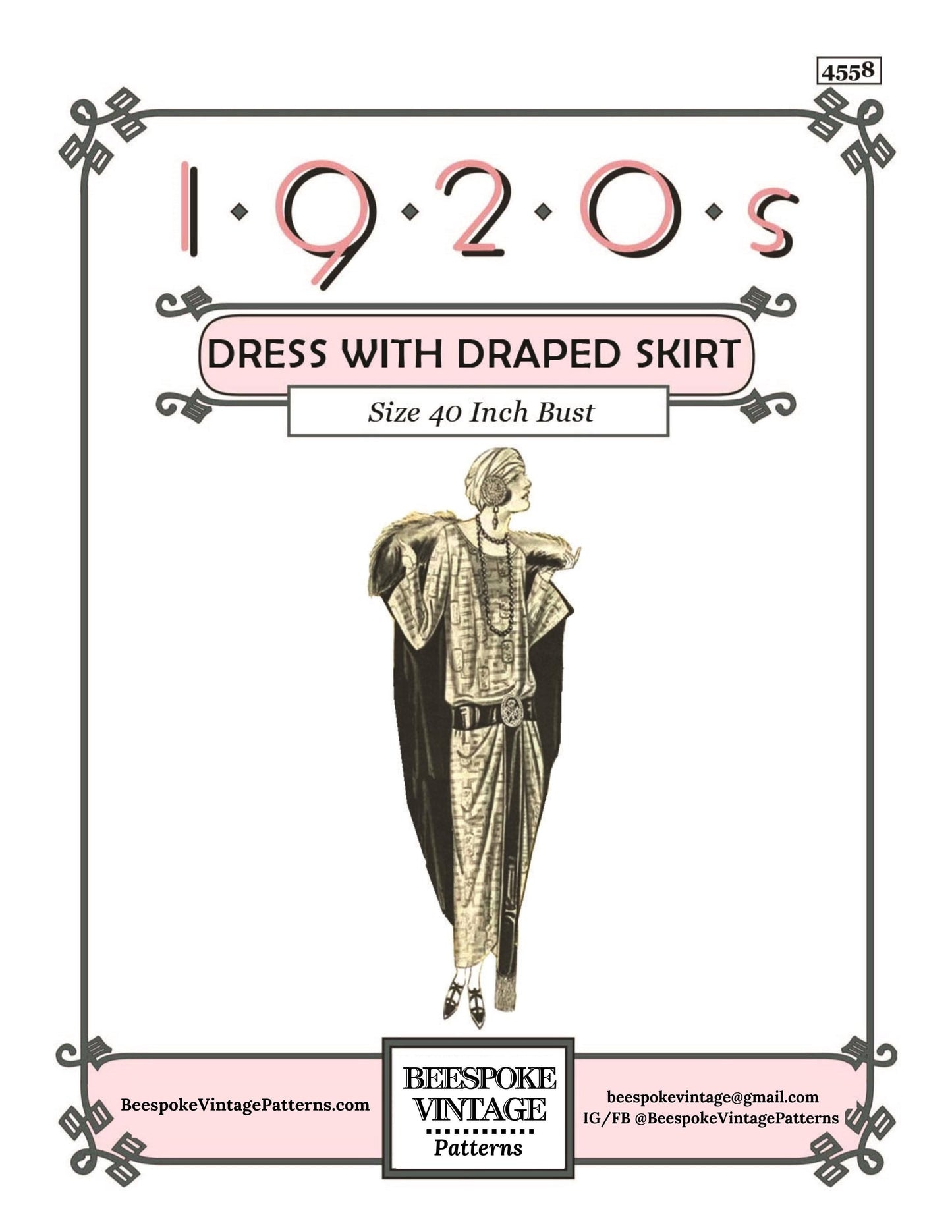 1920s Ladies Slip-Over Dress With Belt - INSTANT DOWNLOAD - Reproduction 1923 Sewing Pattern #Z4558 - 40 Inch Bust [PDF - PRINT AT HOME]