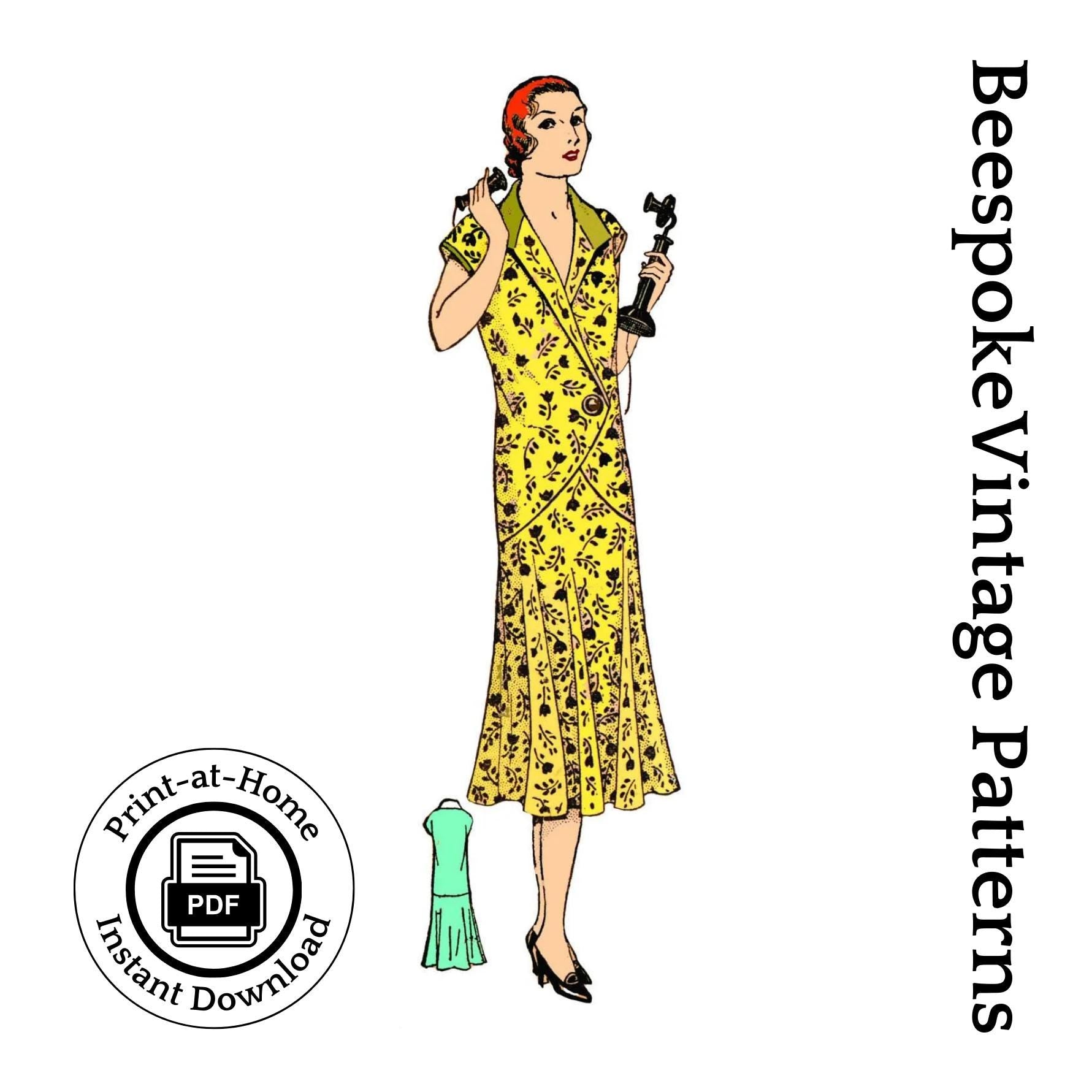 1930 Ladies Day Dress With Surplice Front - INSTANT DOWNLOAD - Pattern #T2560 - 42 Inch Bust [PDF - PRINT AT HOME]