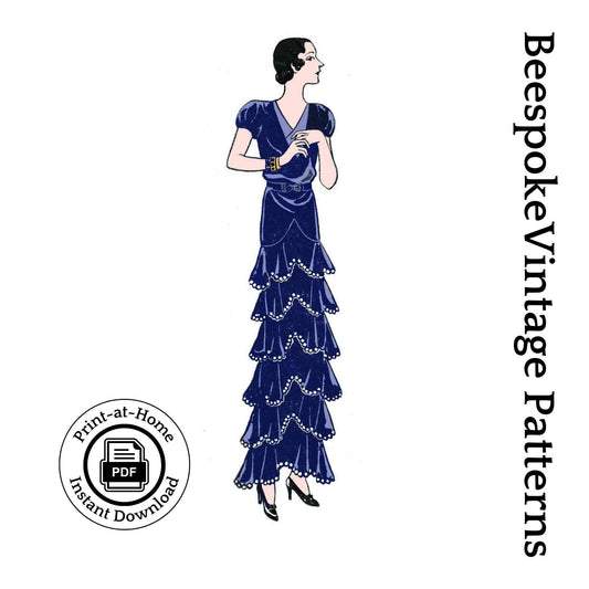 1930s Evening Gown by Nicole Groult - INSTANT DOWNLOAD - Reproduction 1931 Sewing Pattern #T1515 - 34 Inch Bust [PDF - PRINT AT HOME]
