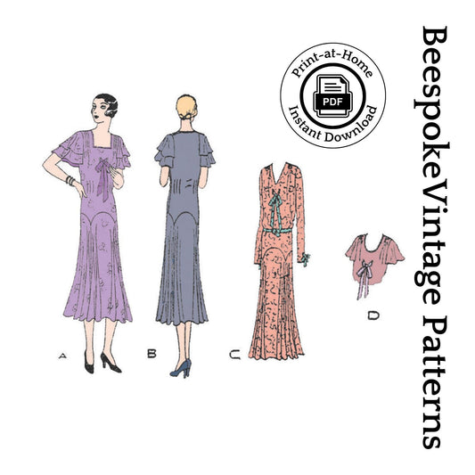1930s Ladies Afternoon Tea Frock - INSTANT DOWNLOAD - Reproduction 1931 Sewing Pattern #T3221 - 36 Inch Bust [PDF - PRINT AT HOME]