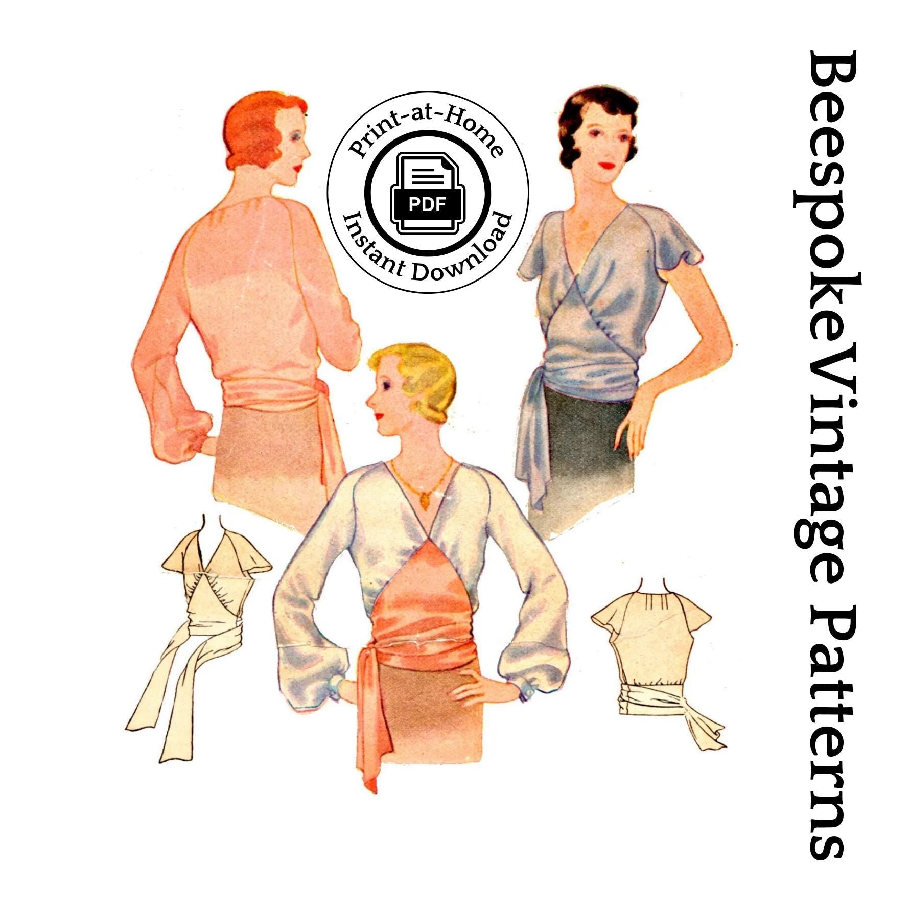 1930s Ladies Blouse With Front Yoke - INSTANT DOWNLOAD - Reproduction 1932 Sewing Pattern #T6834 - Size 34 Inch Bust [PDF - PRINT AT HOME]