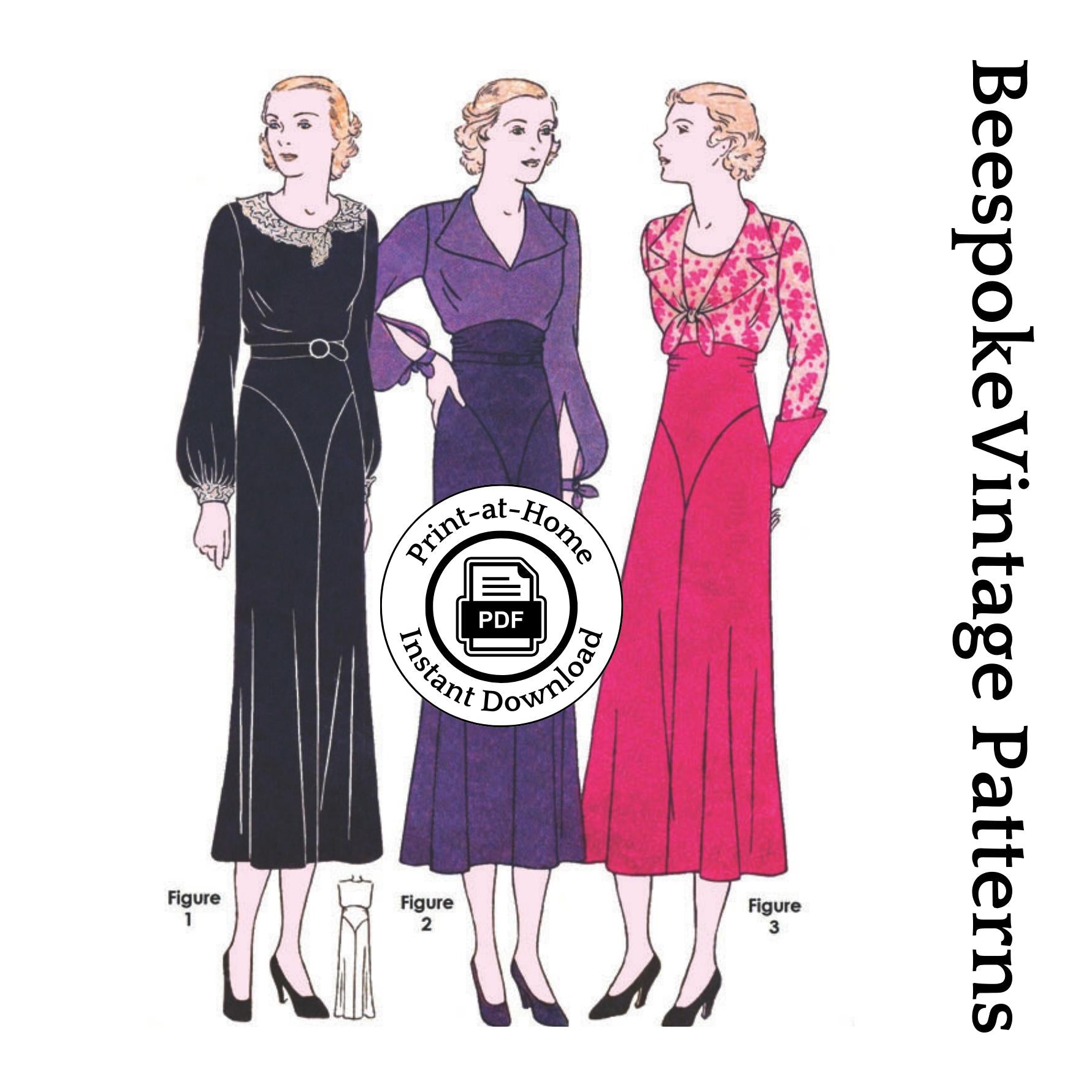 1930s Ladies Day Dress In Three Styles - INSTANT DOWNLOAD - Reproduction 1932 Sewing Pattern #T1116 - 38 Inch Bust [PDF - PRINT AT HOME]