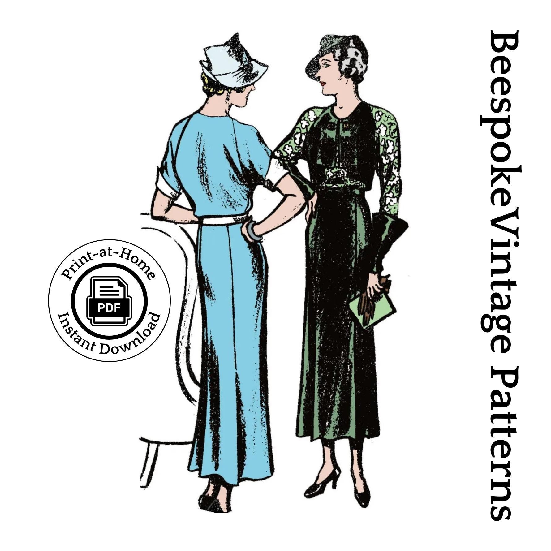 1930s Ladies Dress With Bolero Front - 1935 Pattern #T1551 - 38 Inch Bust [PDF - PRINT AT HOME]
