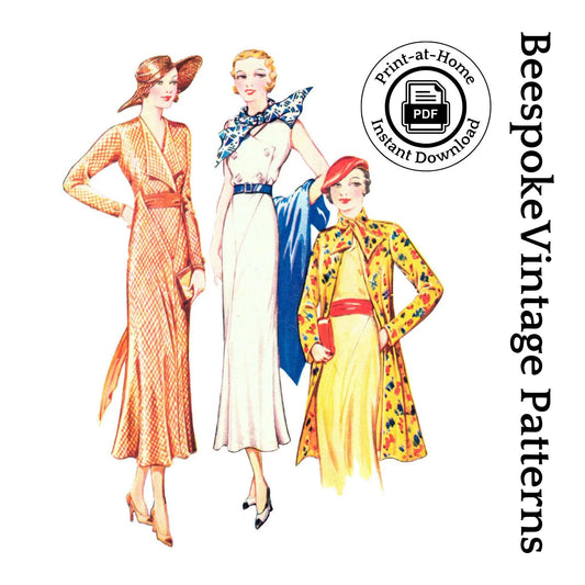 1930s Ladies Ensemble Dresses And Jacket - 1933 Pattern #T0647 - 36 Inch Bust [PDF - PRINT AT HOME]