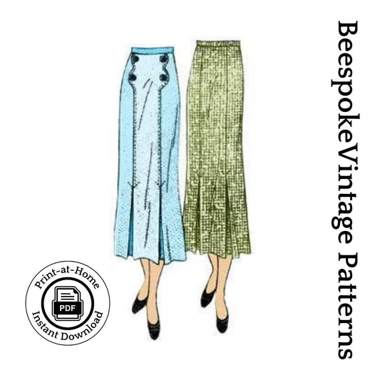 1930s Ladies Skirt With Patch Pockets - INSTANT DOWNLOAD - Reproduction 1936 Sewing Pattern #T1047 - 30 Inch Waist [PDF - PRINT AT HOME]