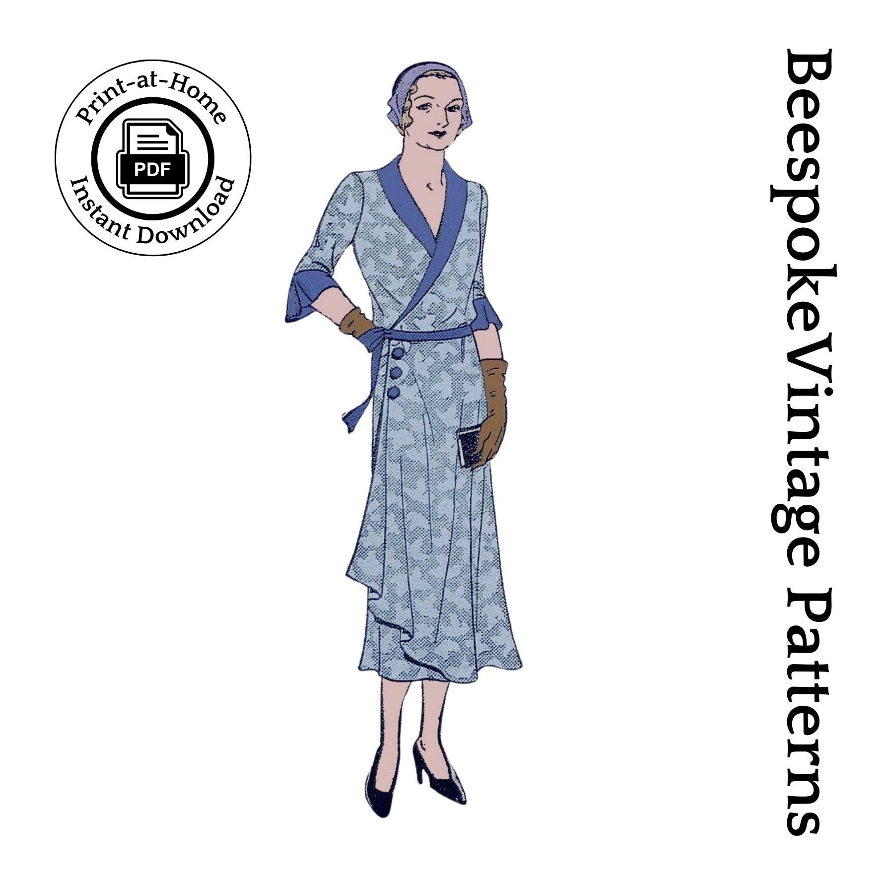 1930s Ladies Wrap Around Dress - INSTANT DOWNLOAD - Pattern #T0337 - 36 Inch Bust [PDF - PRINT AT HOME]