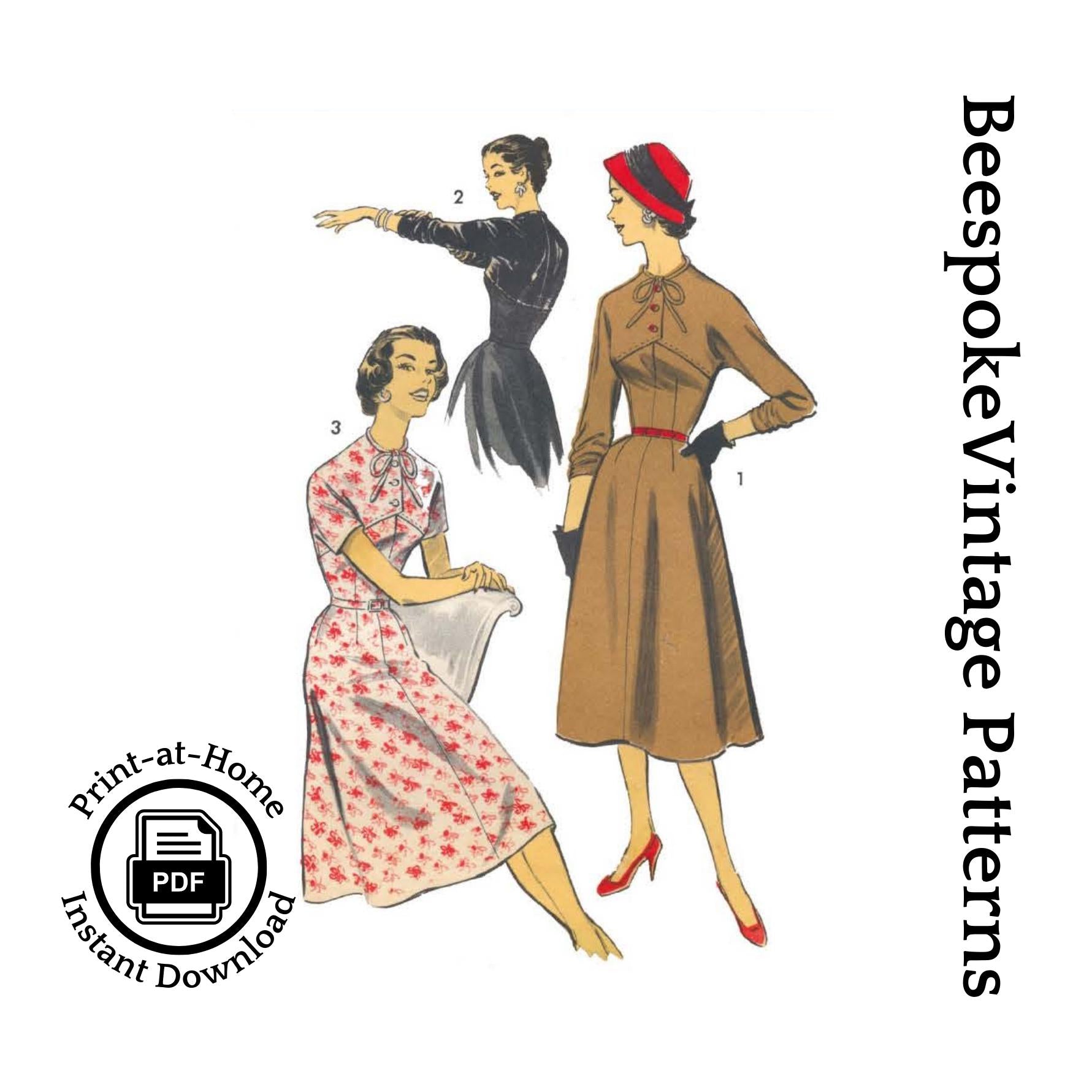 1950s Ladies Dress with Front Yoke - INSTANT DOWNLOAD - Reproduction 1956 Sewing Pattern #F8109 - 34 Inch Bust [PDF - PRINT AT HOME]