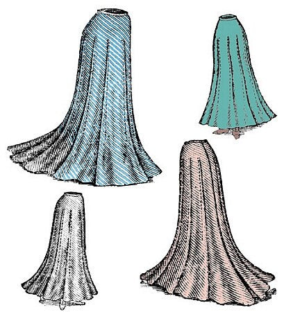 1900 Ladies Darted Trumpet Skirt - Pattern #E7852 - 22 Inch Waist
